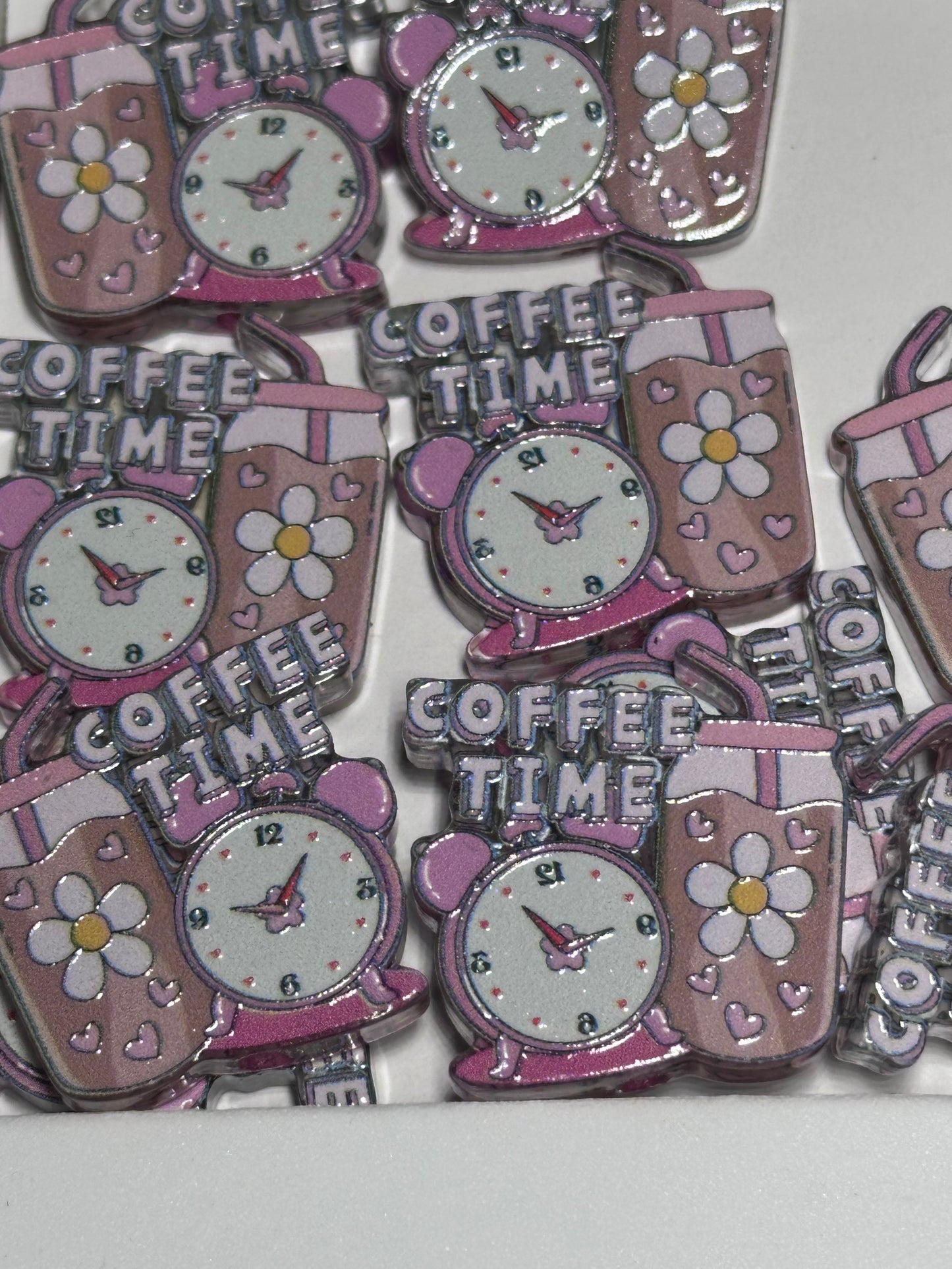 Coffee Time acrylic focal bead- set of 2/ focal bead/ pen beading / keychain bead/ drink