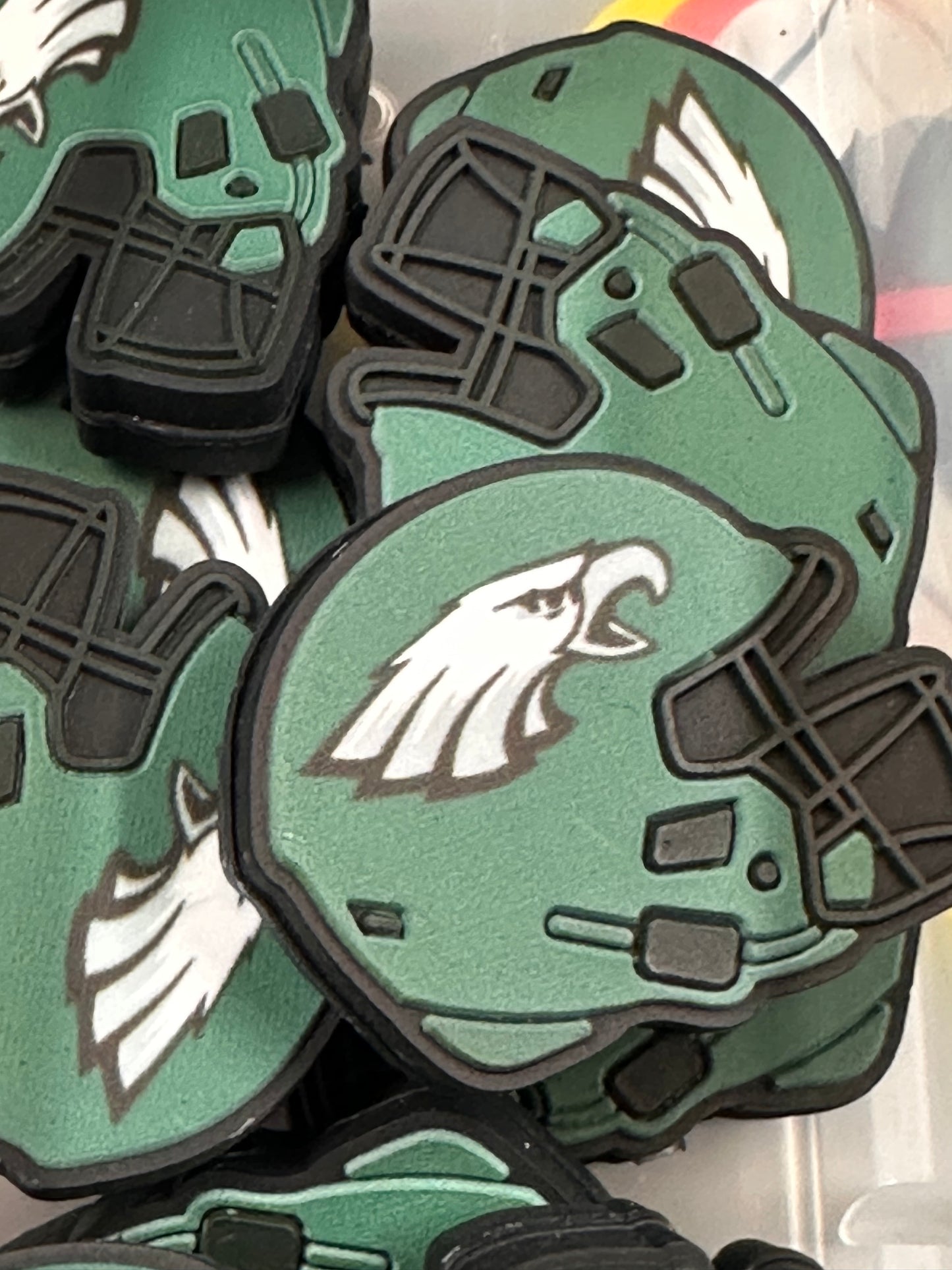 Philadelphia Eagles focal bead/helmet shaped silicone bead