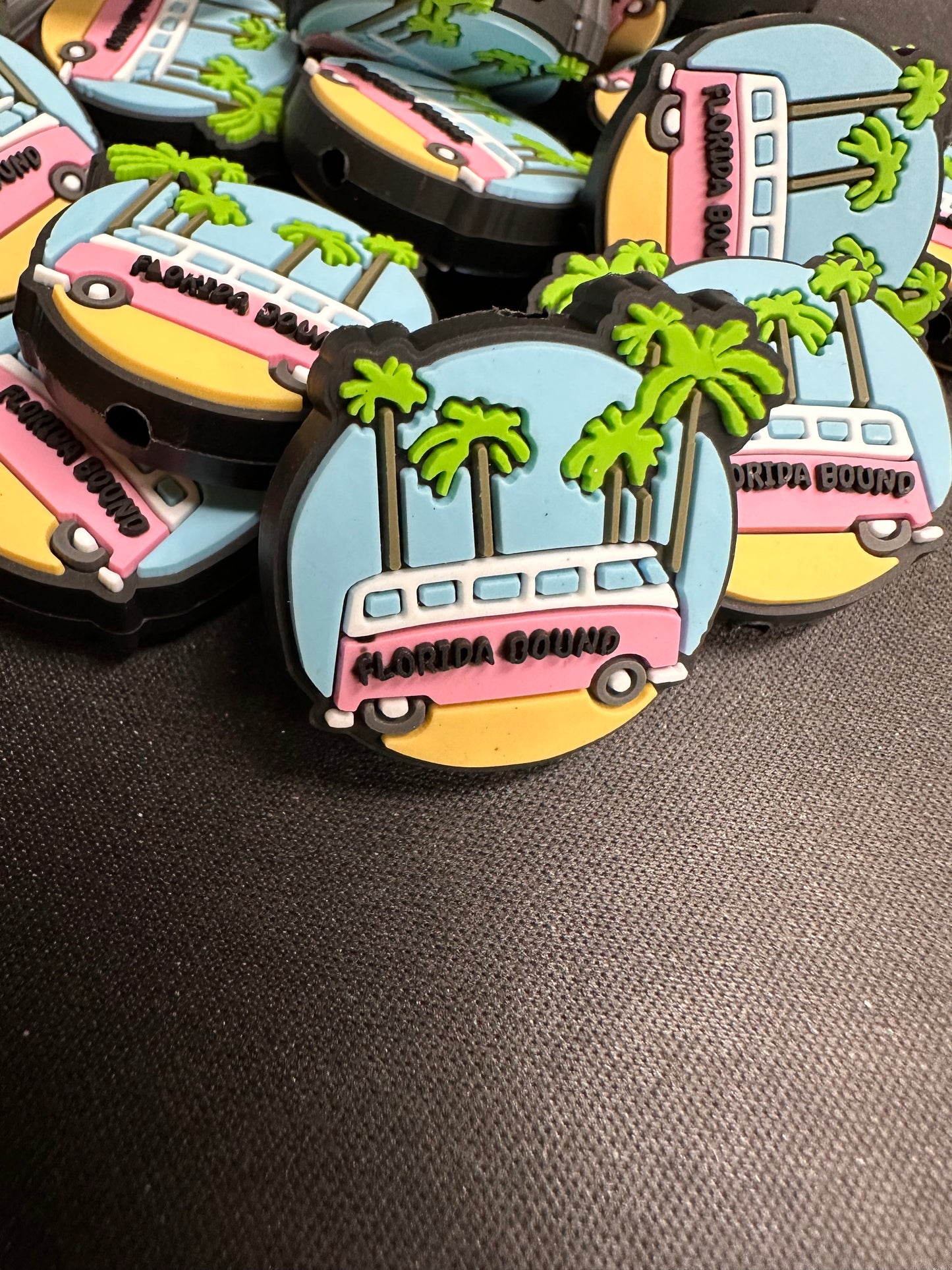 Florida Focal Bead/ beadable pen/ Silicone bead/ keychain bead/ palm tree/beach/van