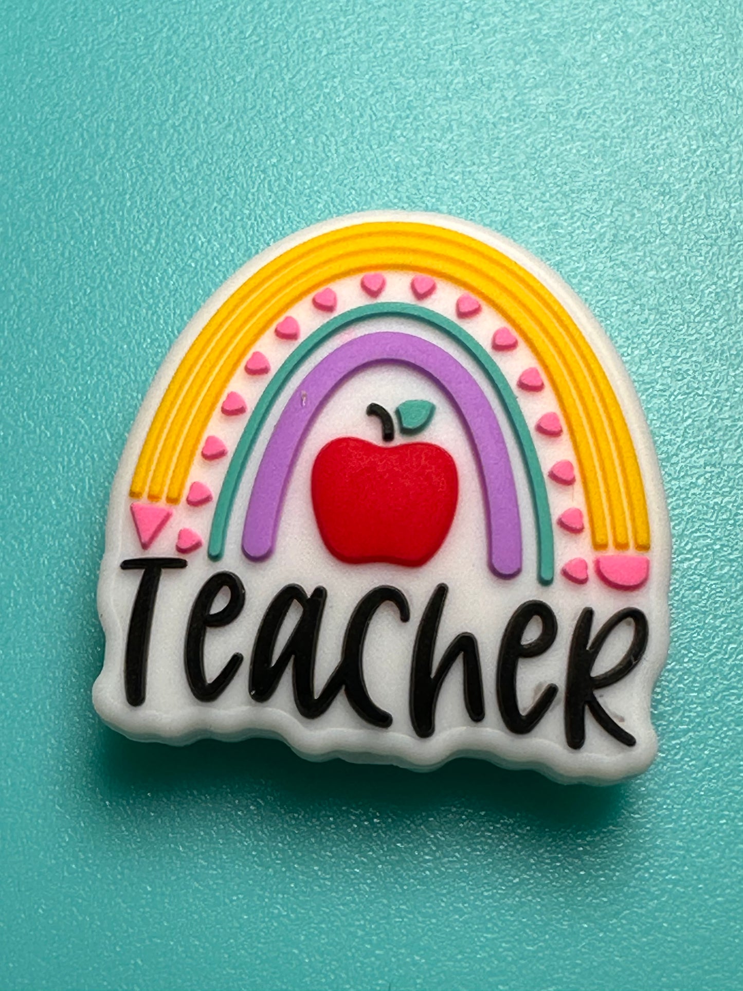 Teacher Focal Bead/ beadable pen/ Silicone bead/ keychain bead/ teach/ apple/ #2