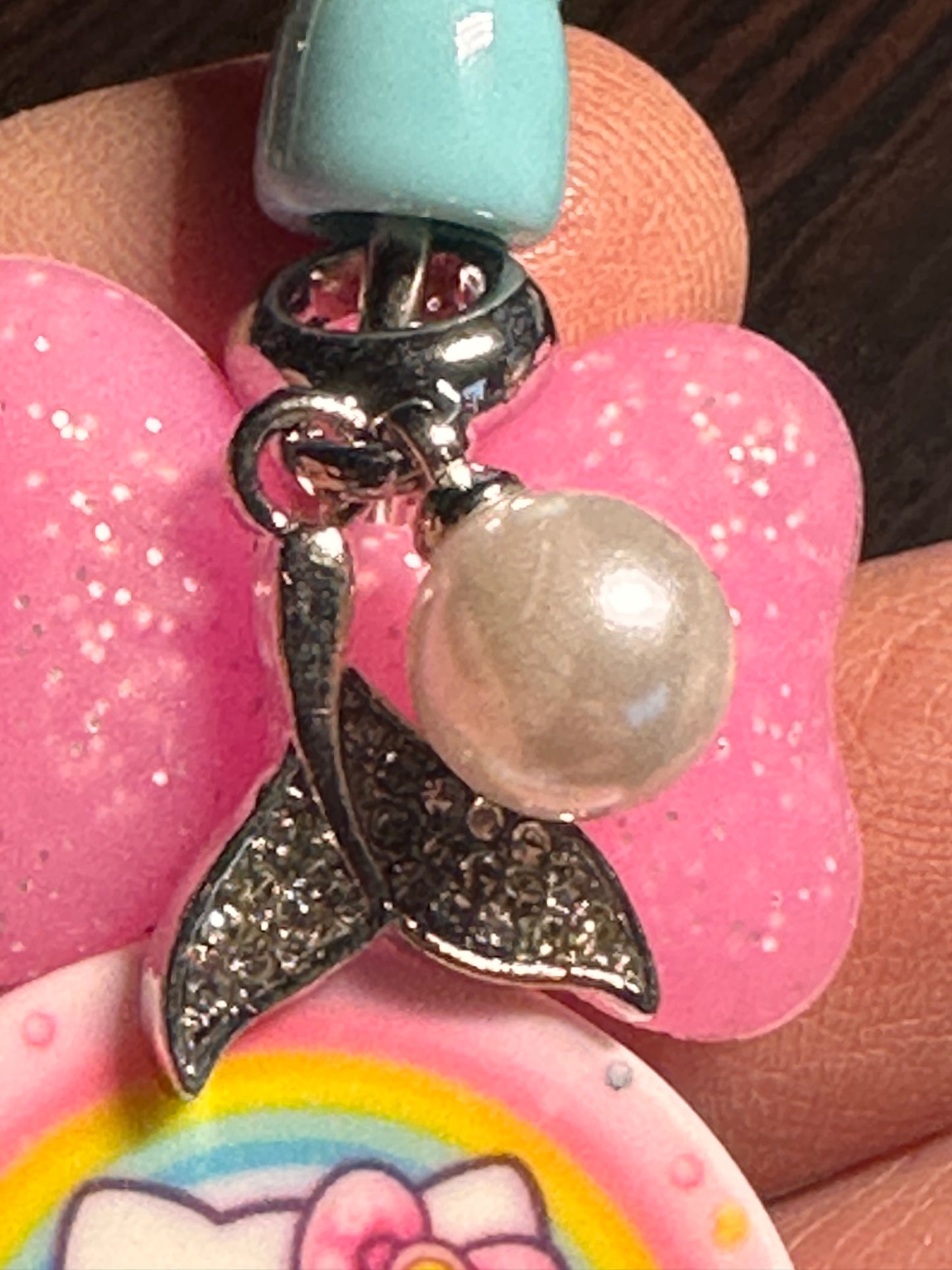 Fancy mermaid spacer dangling rhinestone beads/Five beads included/fancy Beads/ beadable pen/ keychain bead/