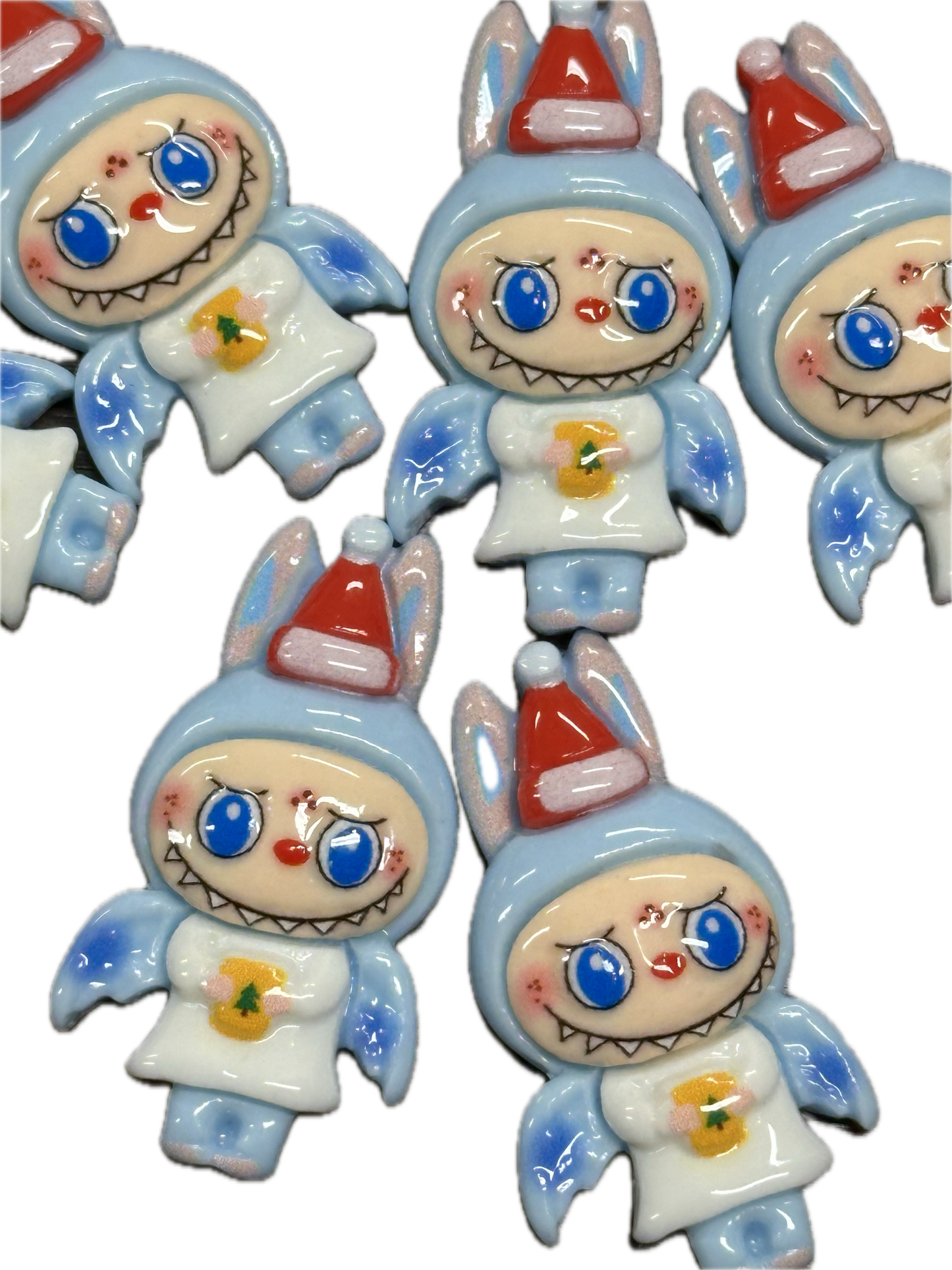Labubu Christmas flat back charms/Seven different (7) charms included /acrylic pieces perfect for DIY phone cases