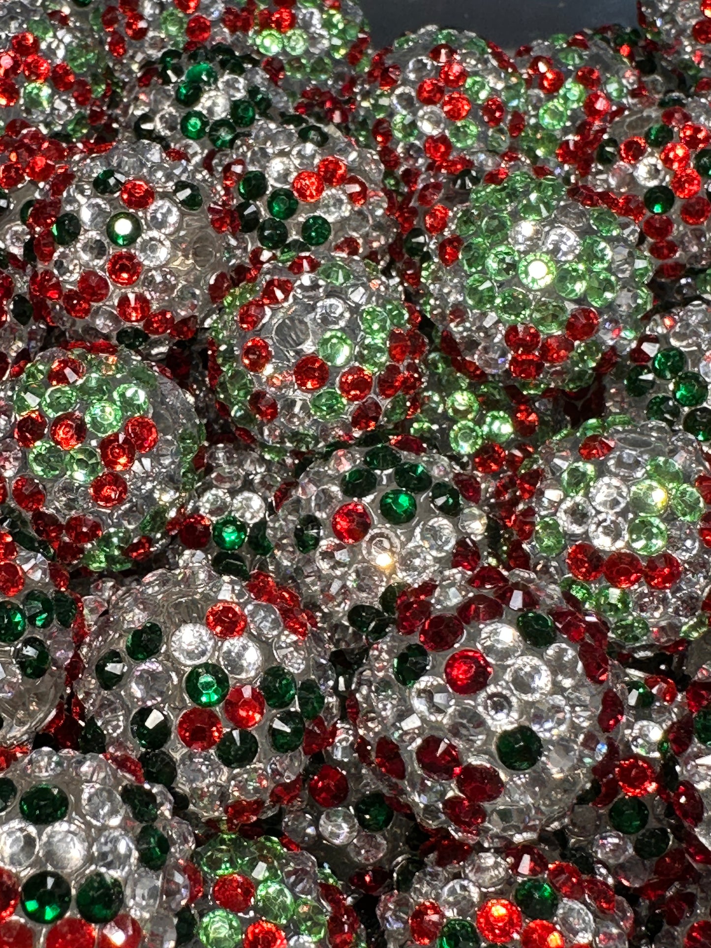 Five (5) Christmas rhinestone beads included/fancy Bead/ beadable pen/ keychain bead/ pastel beads/assorted colors/20mm