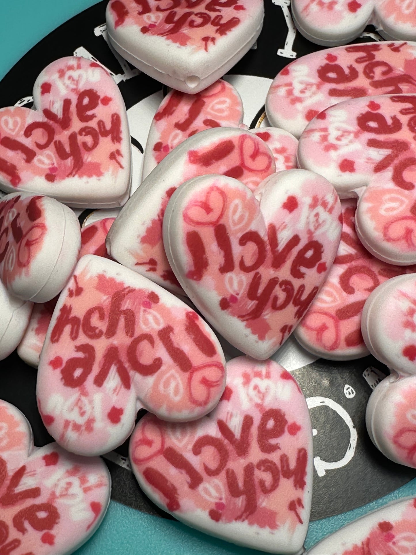 I love you Heart Focal Bead / colorful bead/ Mothers Day bead/ Valentines Day