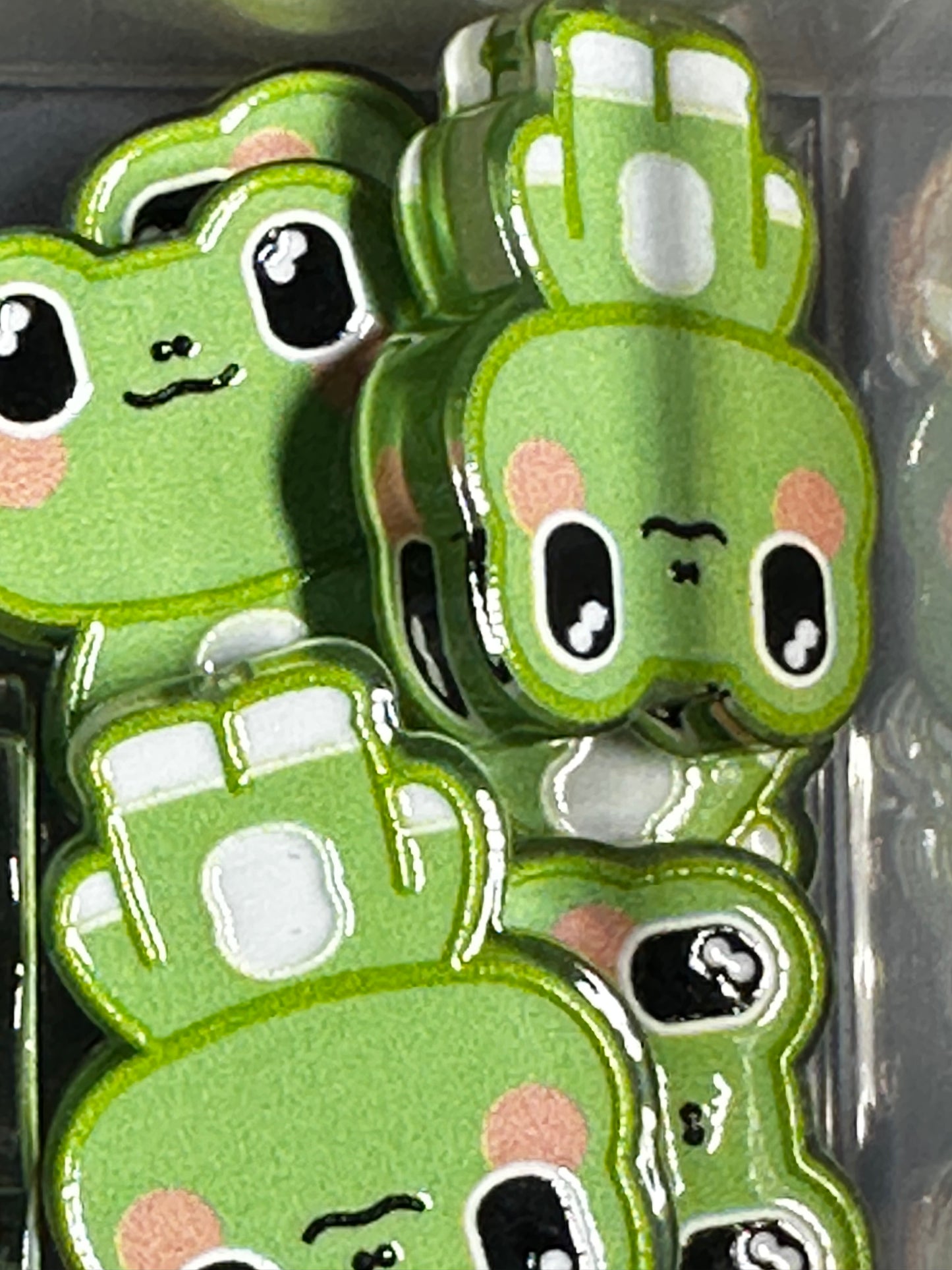 Green Frog acrylic focal bead- set of 2/ focal bead/ pen beading / keychain bead/