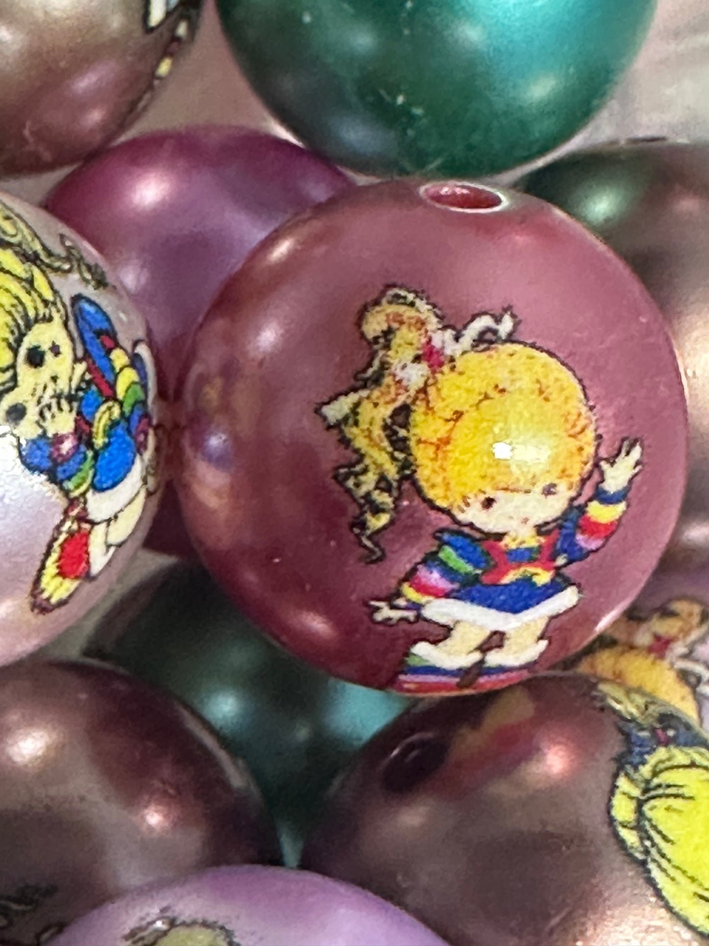 Ten (10) colorful brite little girl beads/ round shaped beads/ pen beading beads / keychain beads/ DIY/ 16mm/