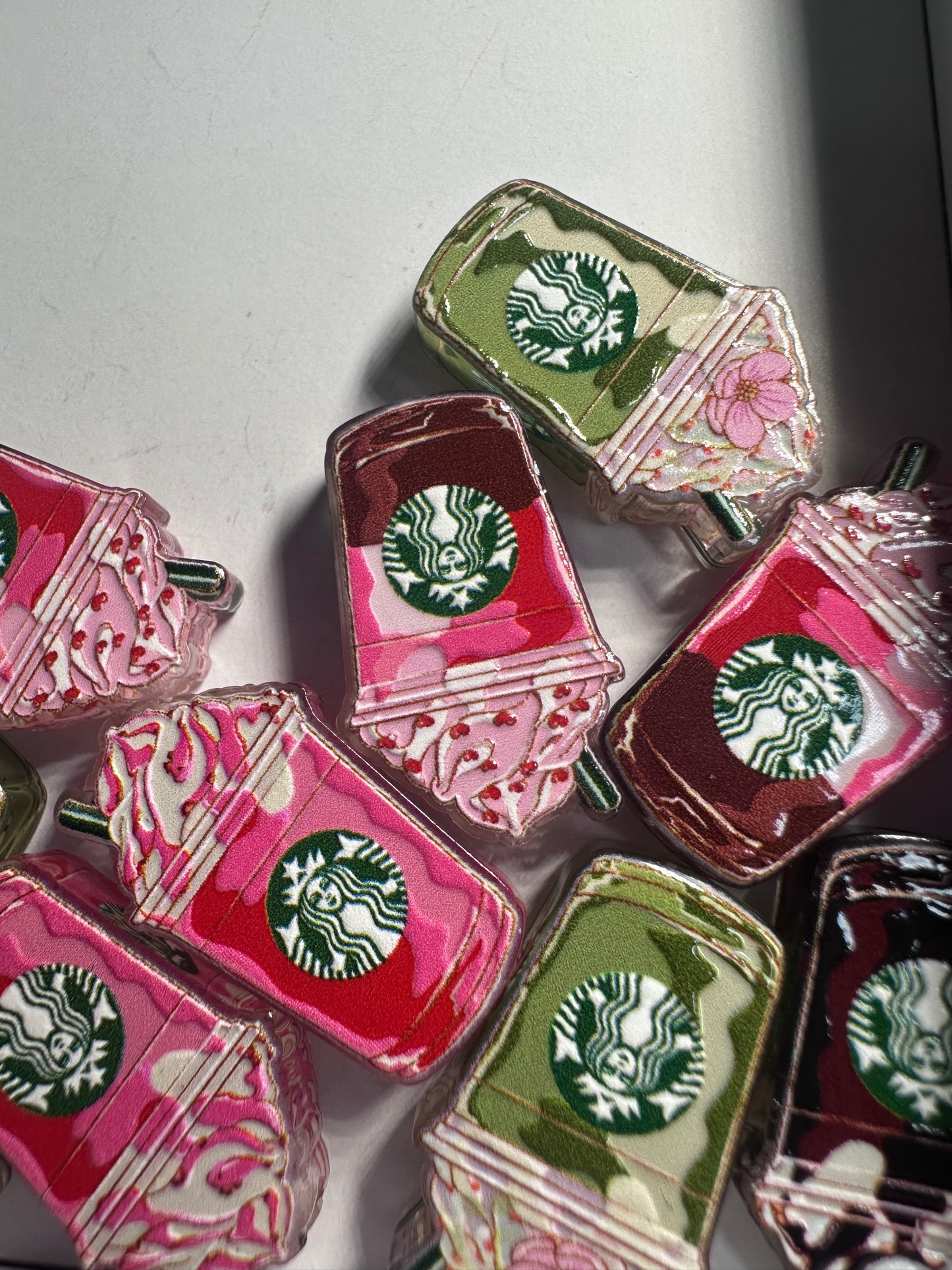 Coffee drink Acrylic focal bead- set of 2/ focal bead/ pen beading / keychain bead