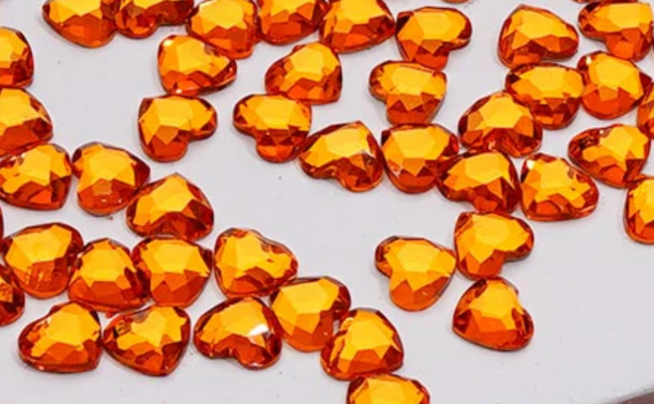 Sparkly little flat backs faceted heart shaped charms/many colors/
