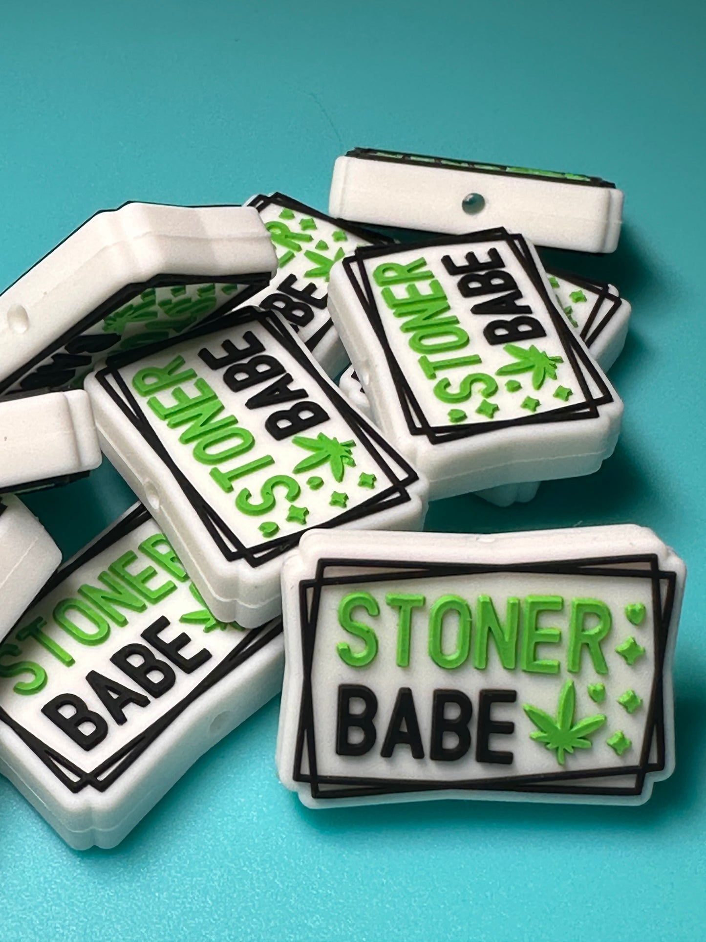 Stoner babe/ Happy Leaf/ Maple leaf/Focal Bead/ beadable pen/ Silicone bead/ keychain beads/ green leaf