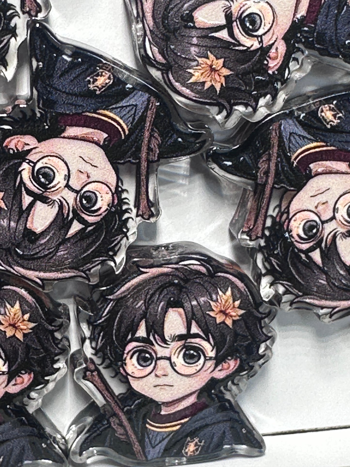 Boy with glasses acrylic focal bead- set of 2/ focal bead/ pen beading / keychain bead