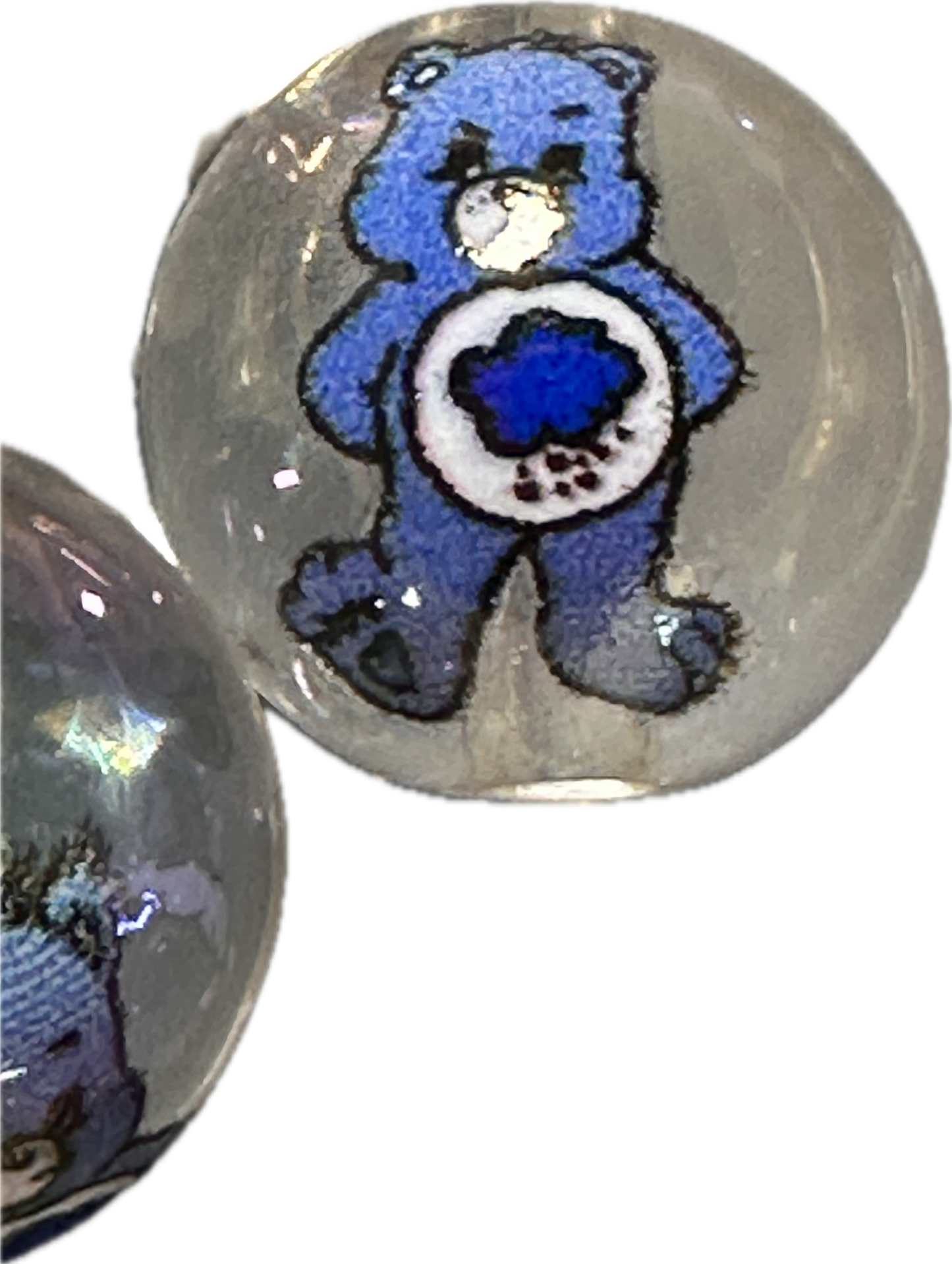 Clear resin with printed Care beads/ 16mm Beads/ beadable pen beads/ keychain bead/ 10 beads included