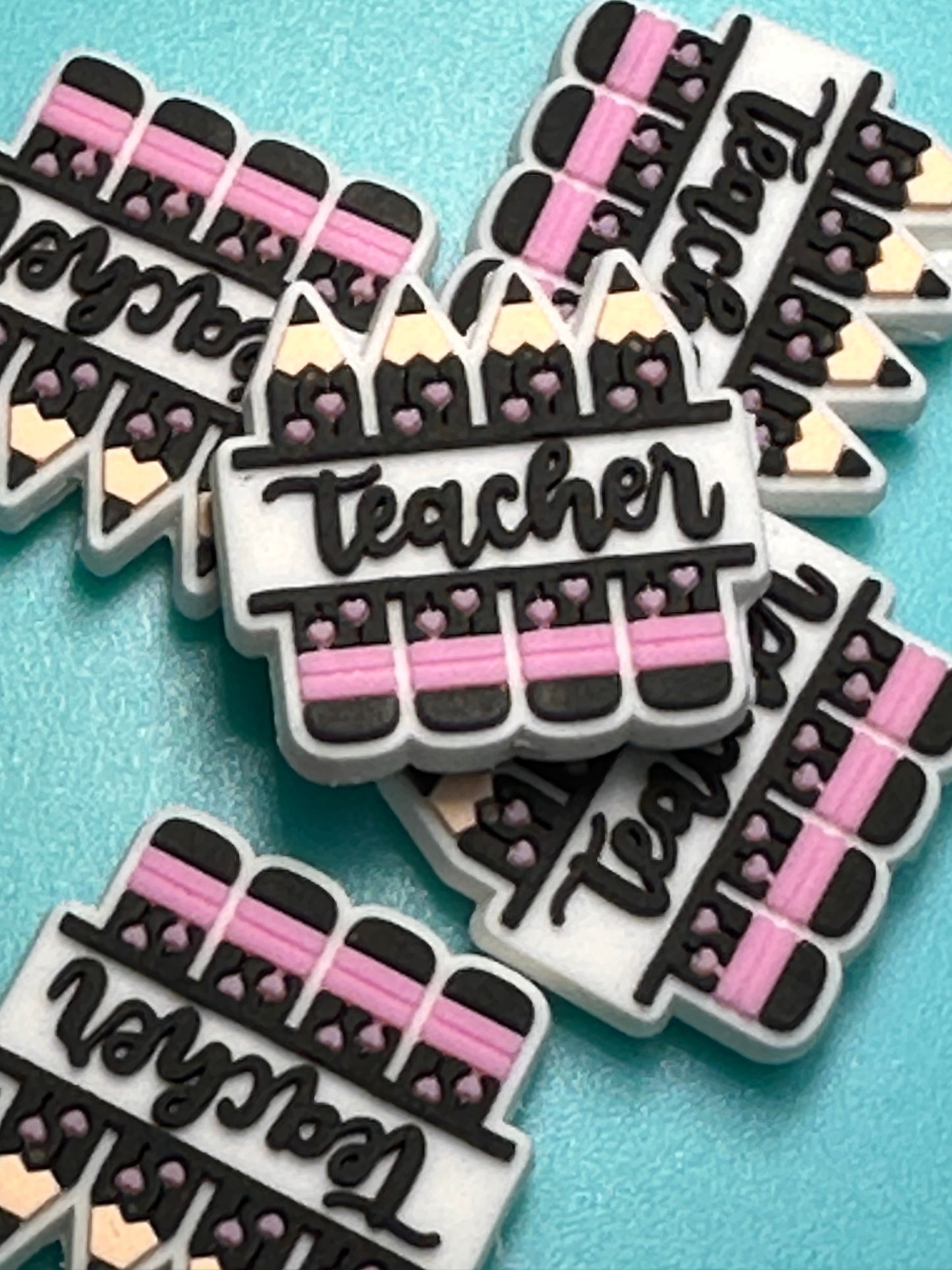 School Teacher Focal Bead/ beadable pen/ Silicone bead/ keychain bead/ teach/ pencil