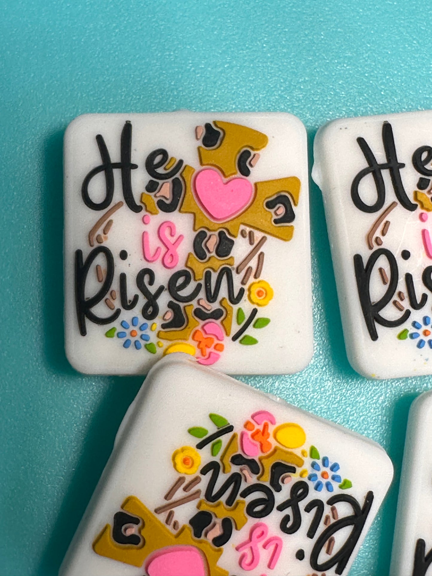 Easter Cross Focal Bead/ beadable pen/ Silicone bead/ Jesus/ Easter/ rainbow/cross/he is risen #2