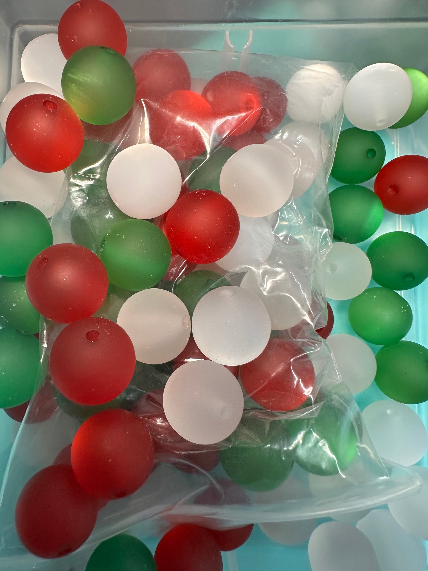 Acrylic red, green, and white beads included/ Bead/ beadable pen/ keychain bead/ Christmas bead/ Ten (10) beads