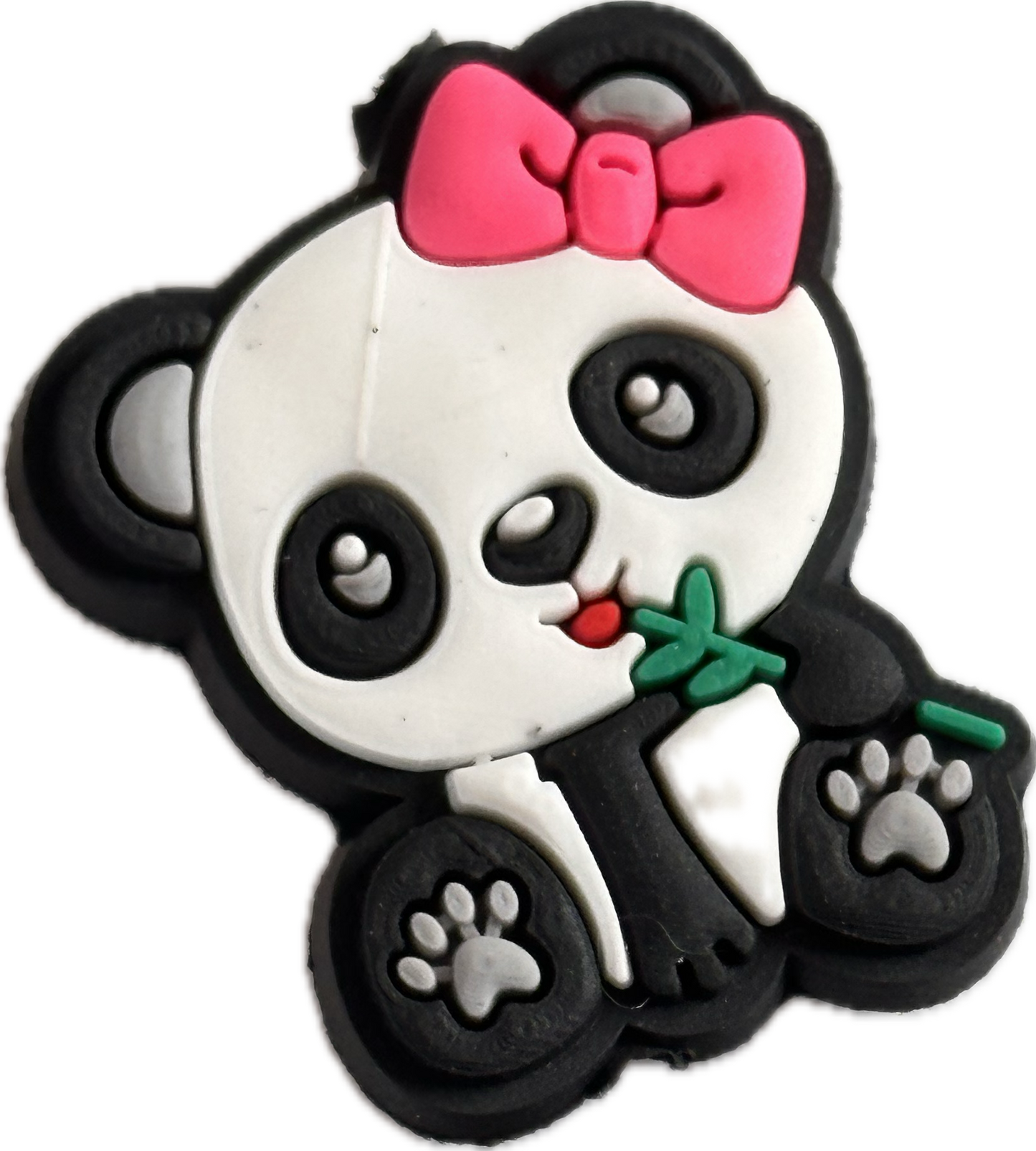 Panda bear with pink bow/ Focal Bead/ beadable pen/ Silicone bead/ keychain bead/ bear