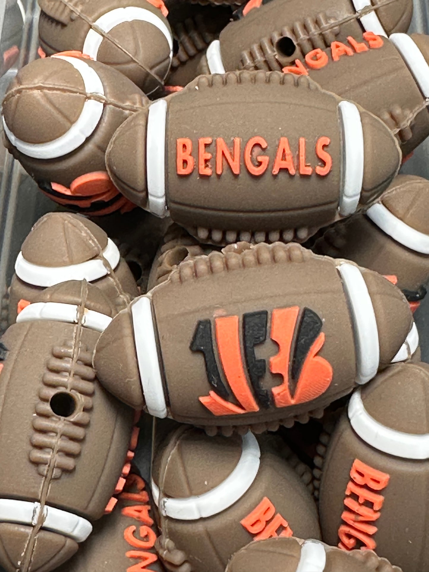 3D football shaped Bengals focal bead