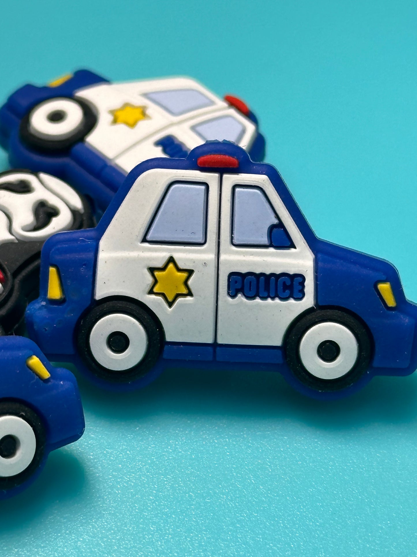 Police car focal beads/ Focal Bead/ beadable pen/ Silicone bead/ keychain bead/ DIY/vintage cars