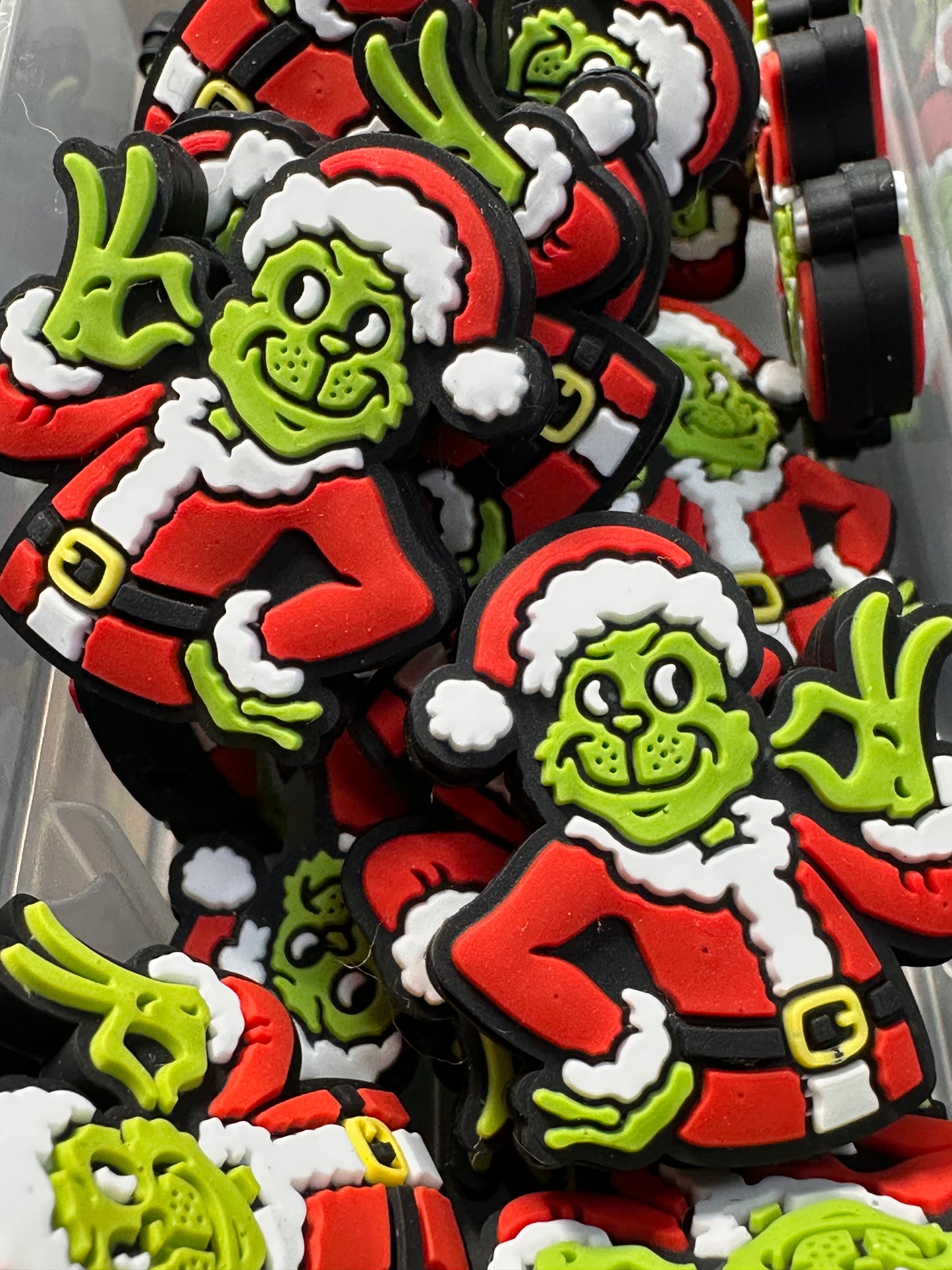 Christmas/ Focal Bead/ beadable pen/ Silicone bead/ keychain bead/green guy/