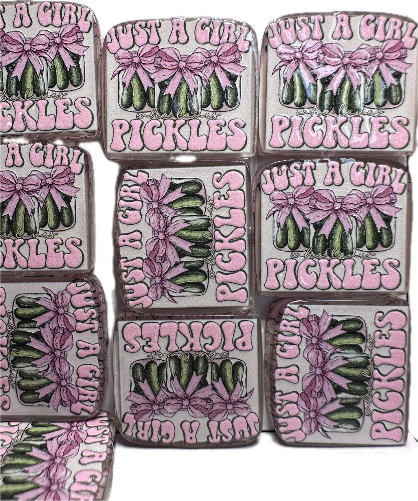 Pickle lover acrylic focal bead- set of 2/ focal bead/ pen beading / keychain bead/