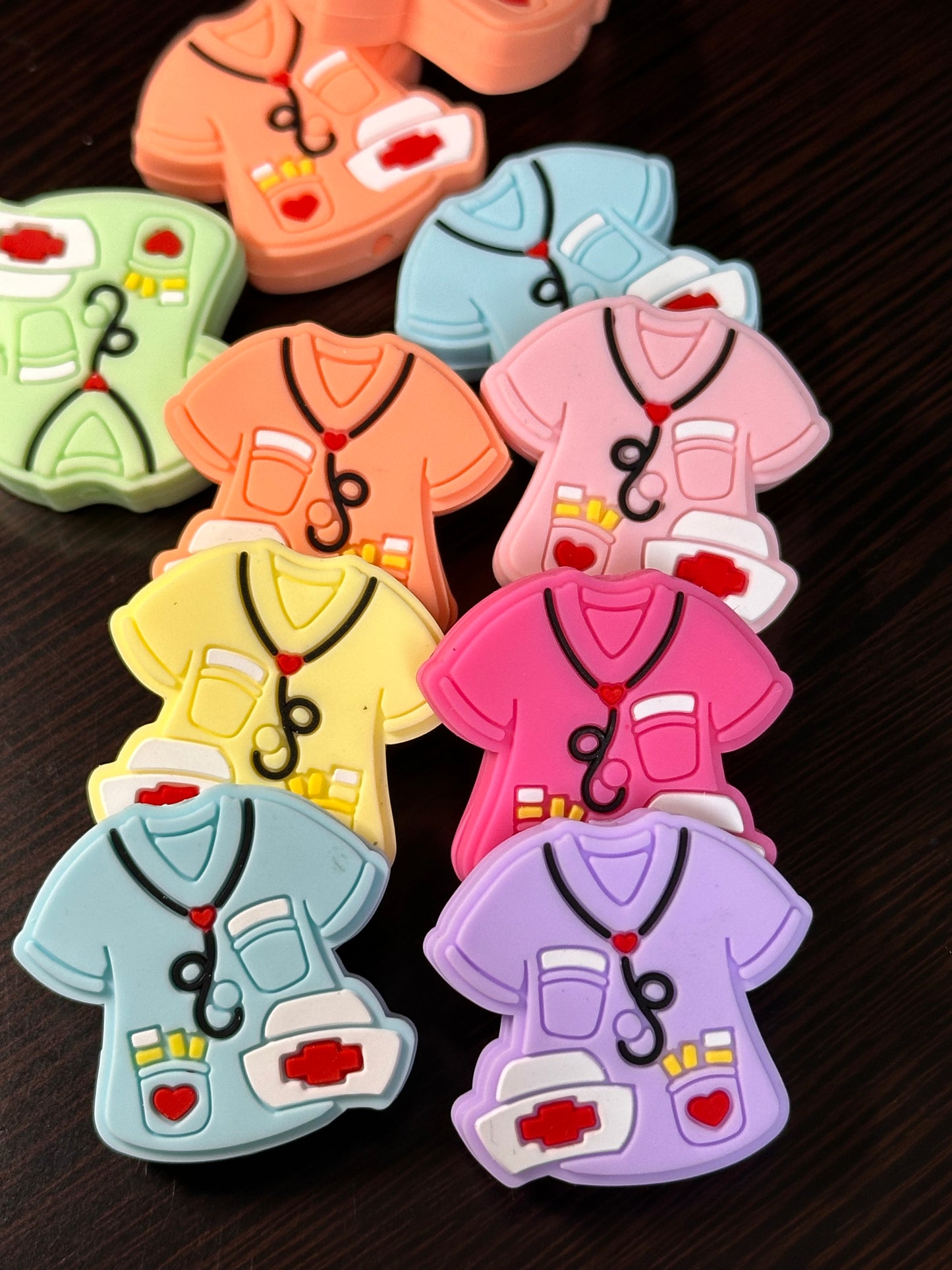 Nurse scrubs silicone focal bead