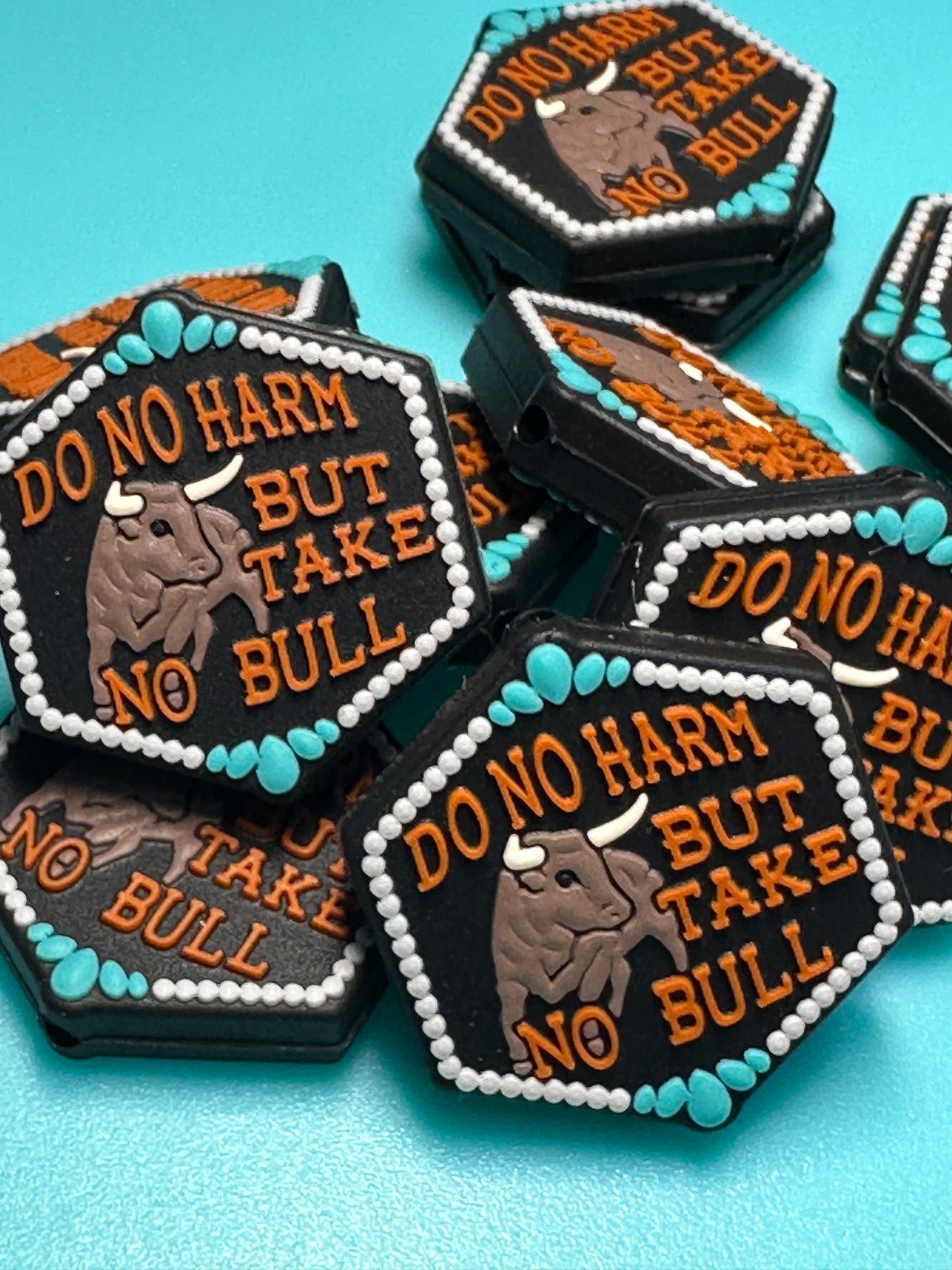 Do no harm but take no bull/Uplifting words focal bead/ silicone bead/ pen beading/ keychain bead
