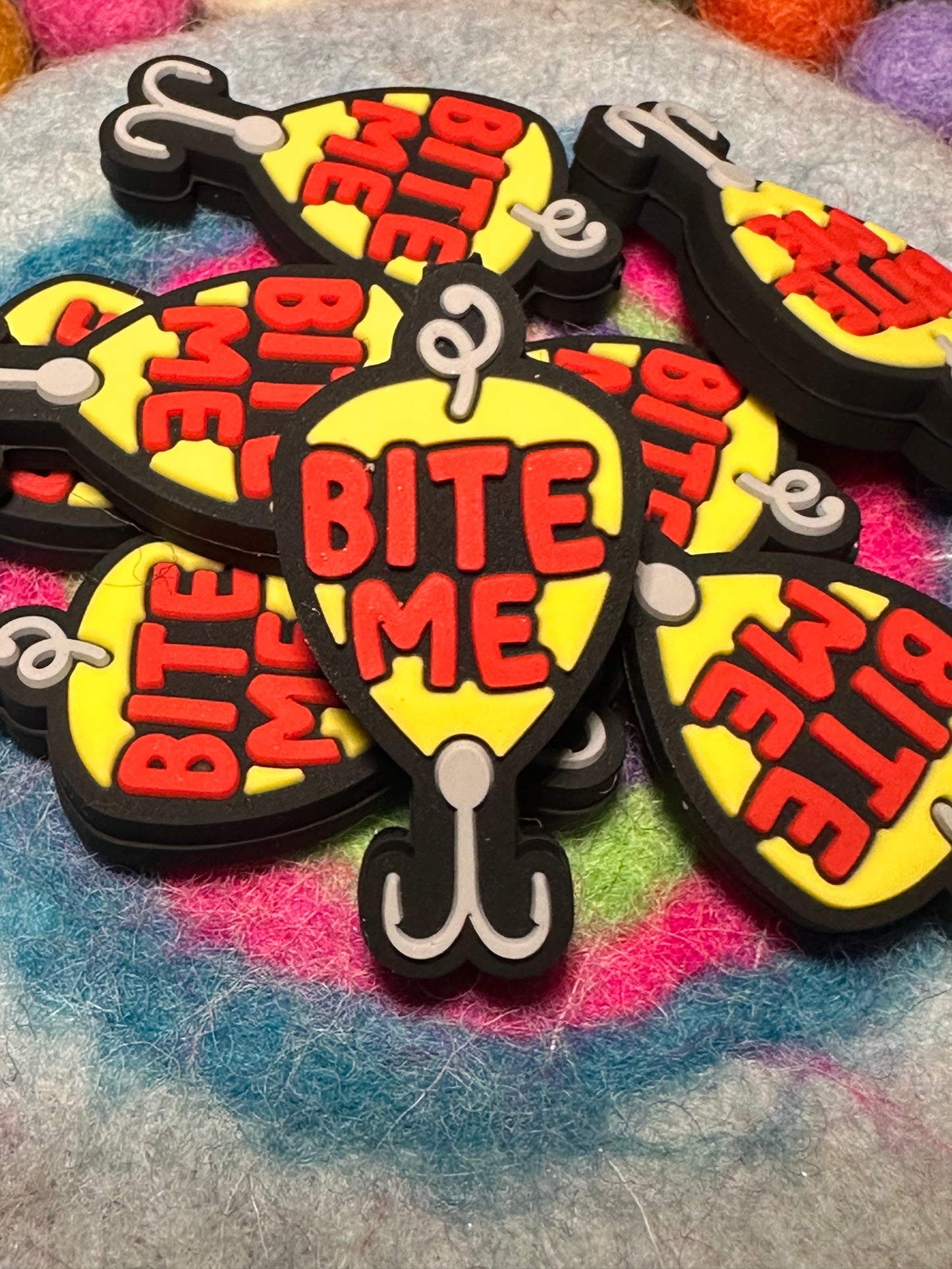 Bite me / Fishing Focal Bead/ beadable pen/ Silicone bead/ keychain bead/Fathers Day