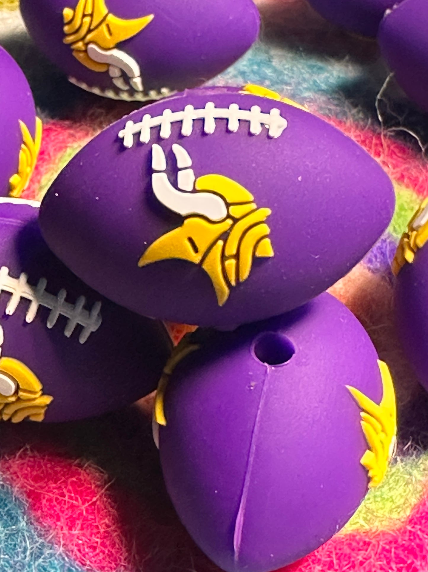 3D Minnesota Vikings focal bead design / football shaped