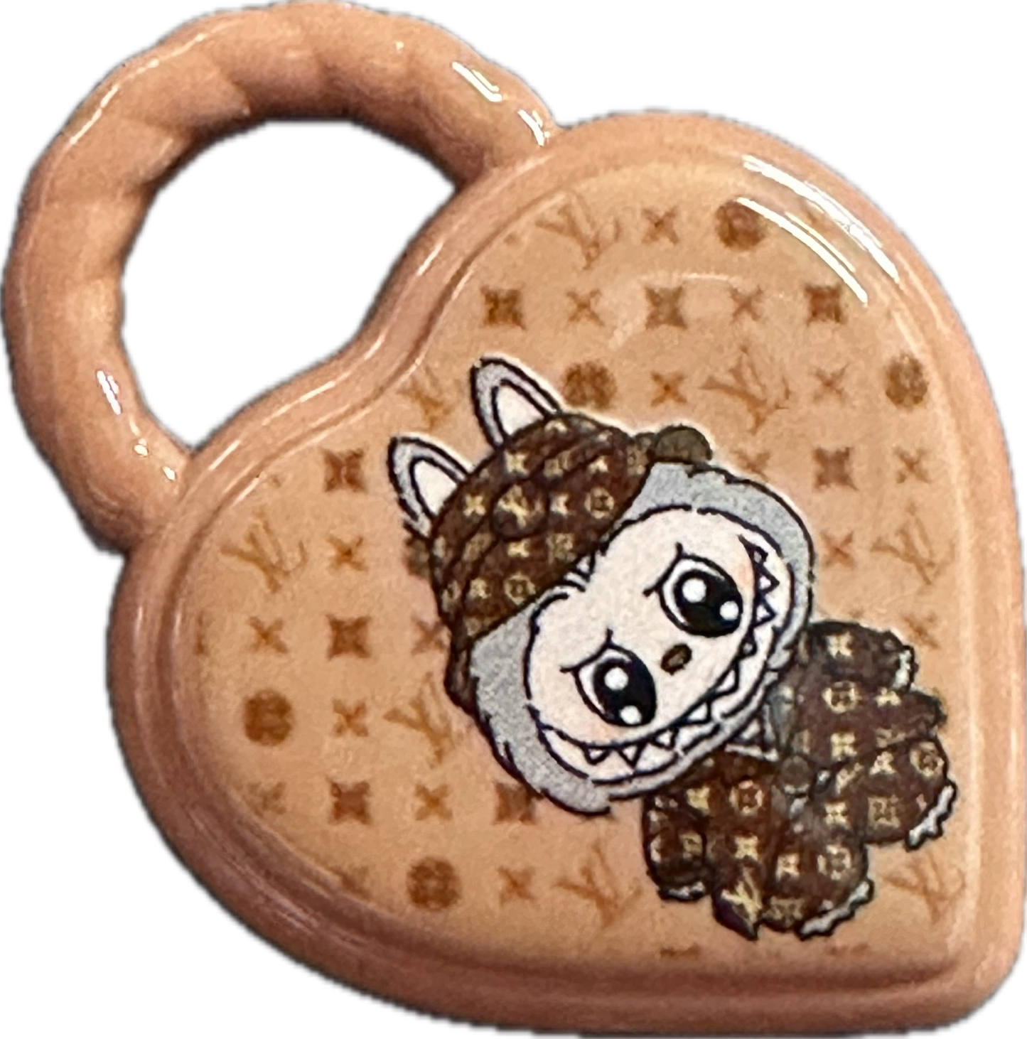 Heart shaped Labubu monster lock acrylic beads/ Four (4) beads or (8) beads included assorted colors/pen beading beads / keychain beads/ DIY/