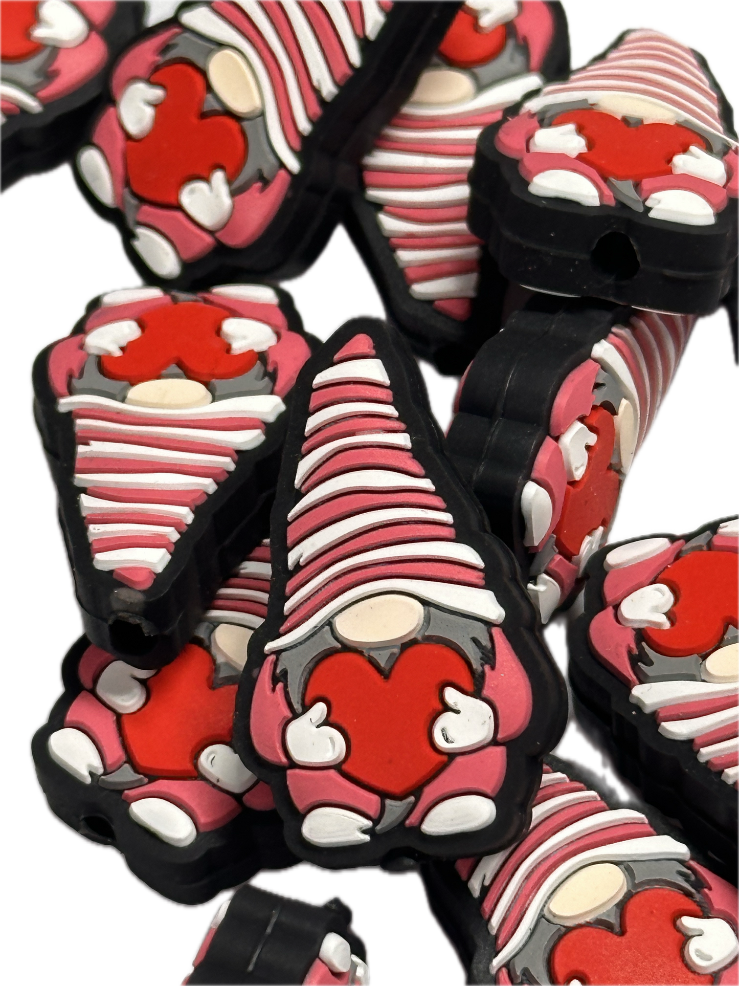 Heart gnome Silicone focal bead for pen beading and keychain DIY/ Happy gnome! Valentines/ love