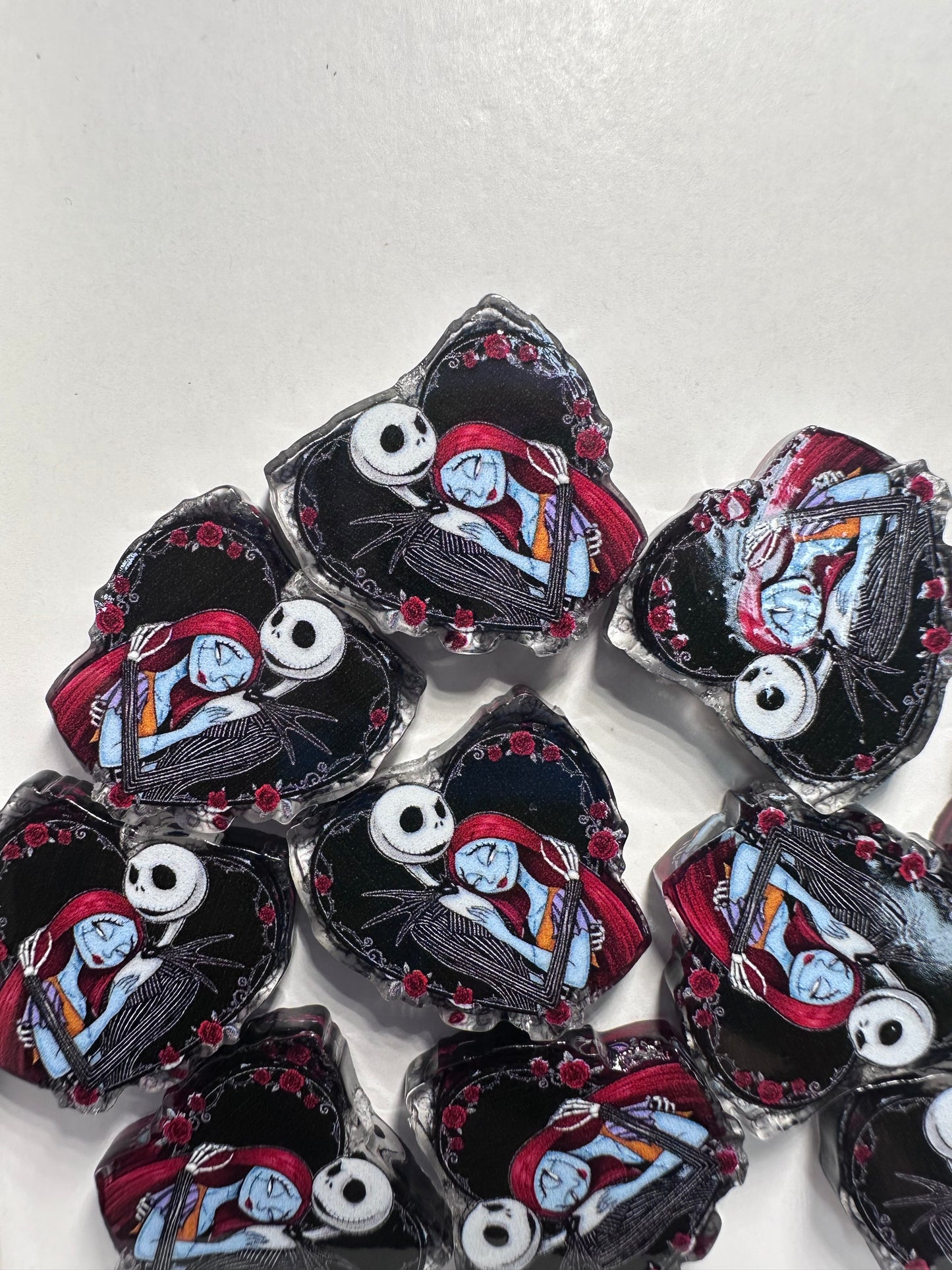 Jack and Sally acrylic focal bead- set of 2/ focal bead/ pen beading / keychain bead/ NMBC