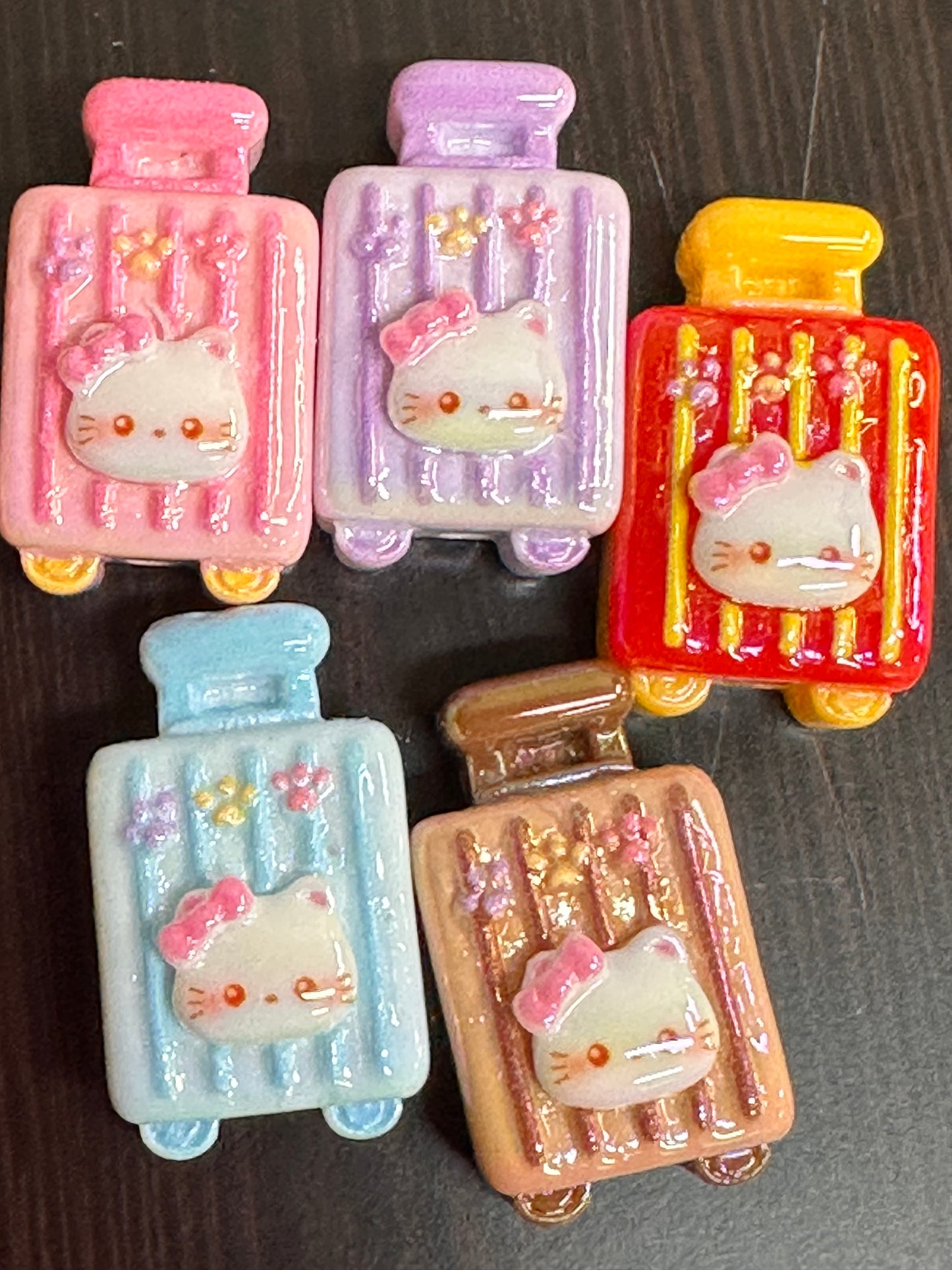 HK Cat rolling suitcase acrylic beads/ Ten (10) beads included assorted colors/pen beading beads / keychain beads/ DIY/