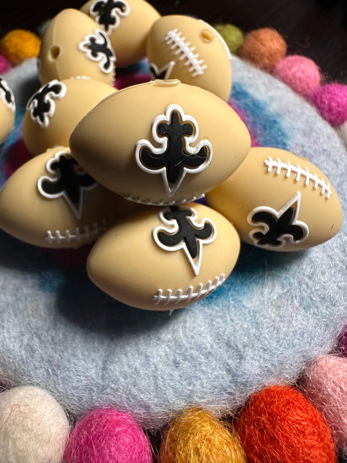 3D New Orleans Saints focal bead design / football shaped