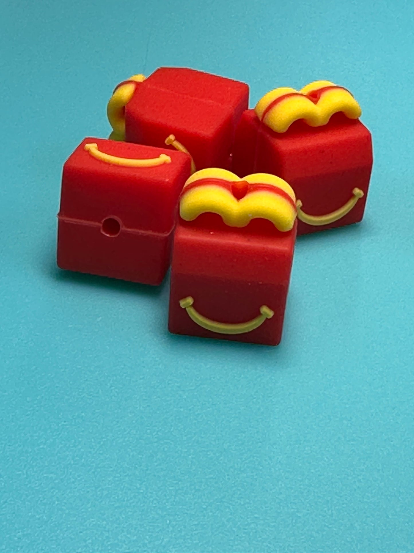 3D happy pack silicone focal bead/ red box meal