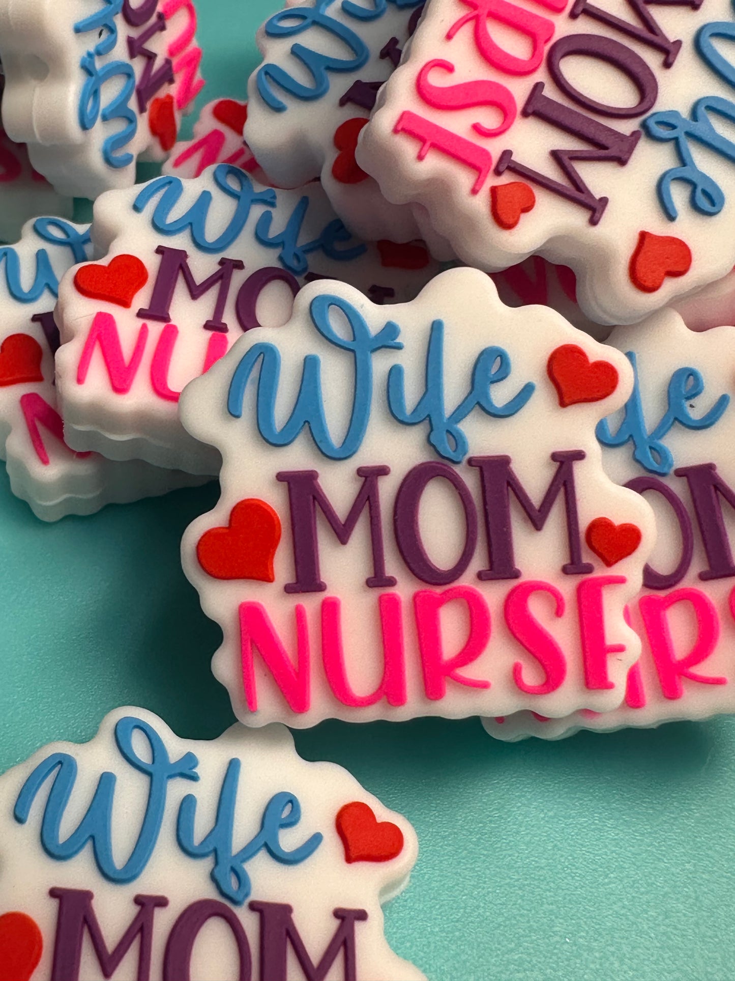 Wife mom nurse bead/ mama Focal Bead/ for beadable pen/ Silicone bead/keychain bead/ Mothers Day/ Blessed mama/ mom