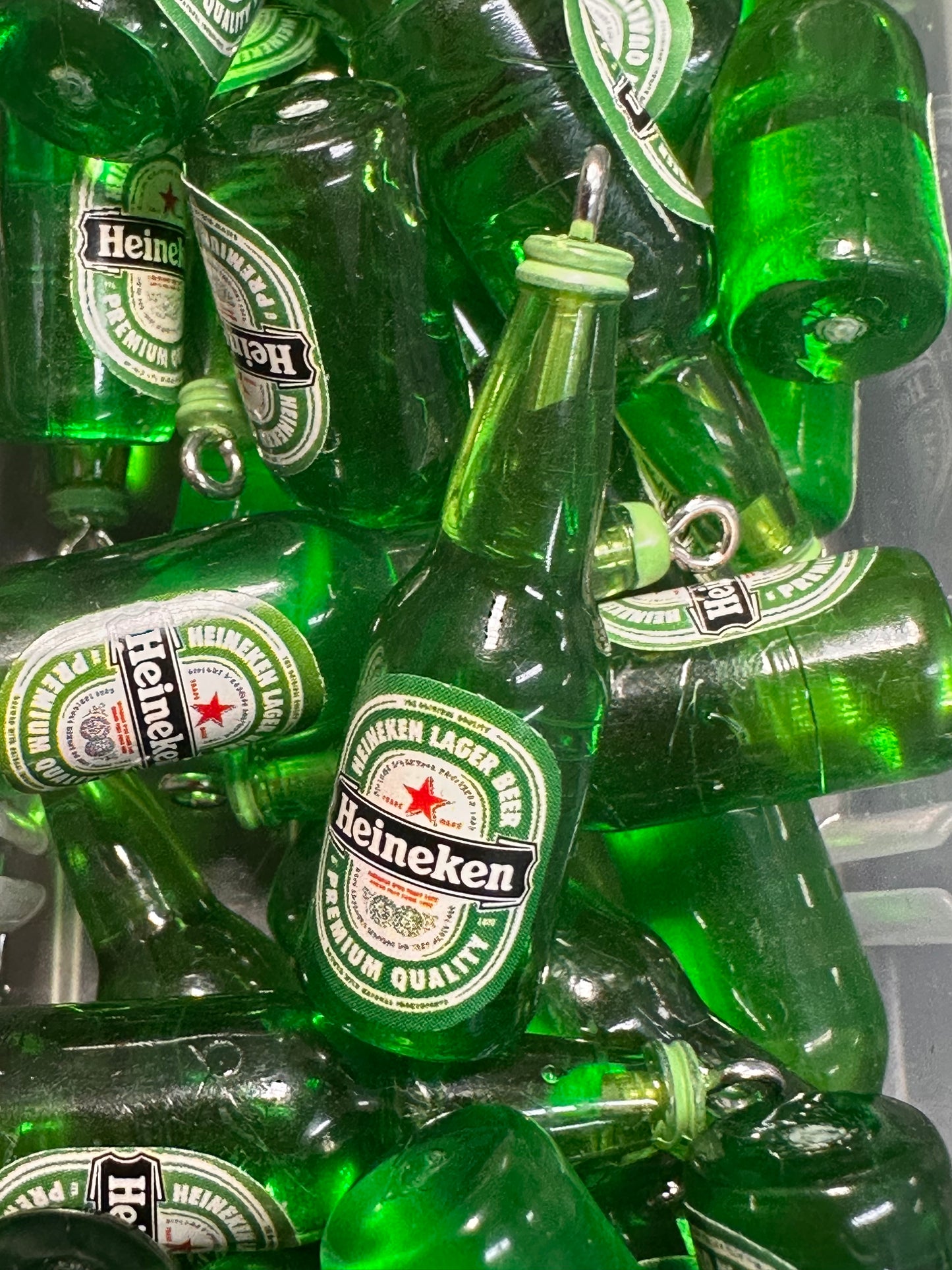 Mini Bottle Charms – Resin Drink Beads for Keychains, Jewelry & DIY Crafts/ green bottle