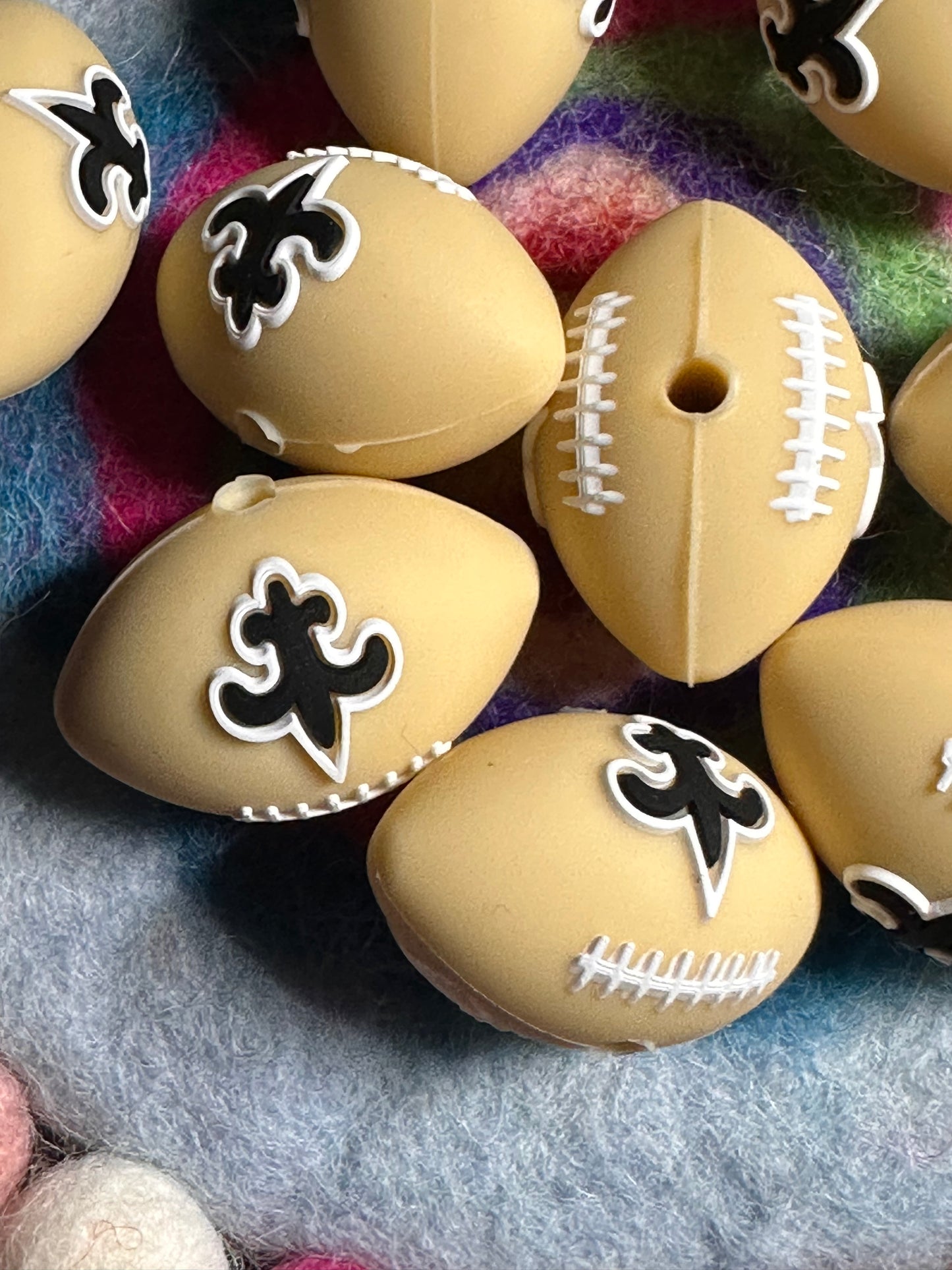 3D New Orleans Saints focal bead design / football shaped