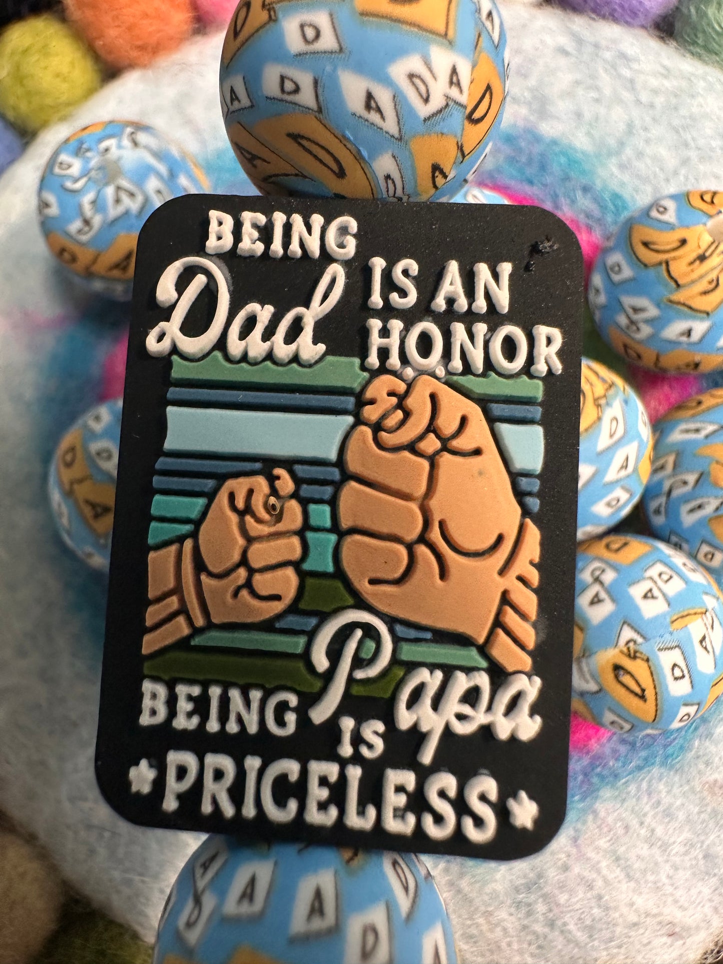 Papa Dad silicone focal bead/ Fathers Day