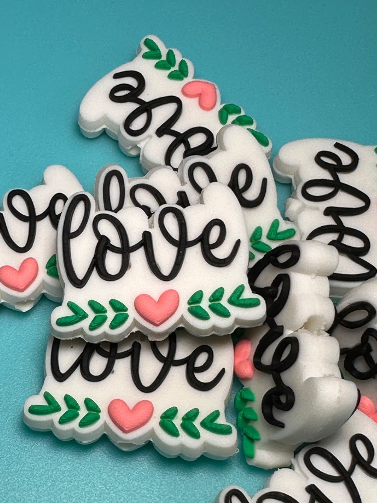 Heart Love beads/ beadable pen/ Silicone bead/ keychain bead/Valentines Day
