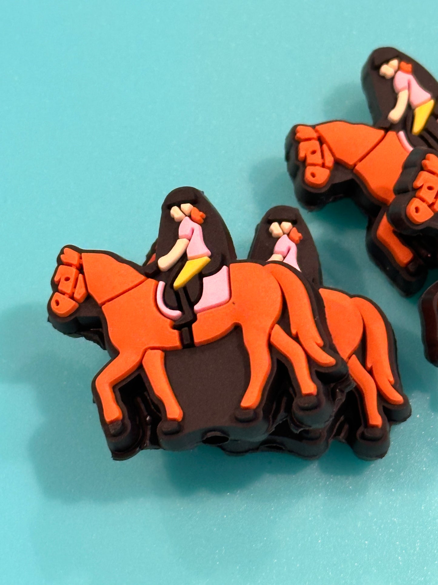 Equestrian/ horseback/ Cowboy/Focal Bead/ beadable pen/Silicone bead/ keychain bead/ horse/ dressage/hunter jumper/ English rider