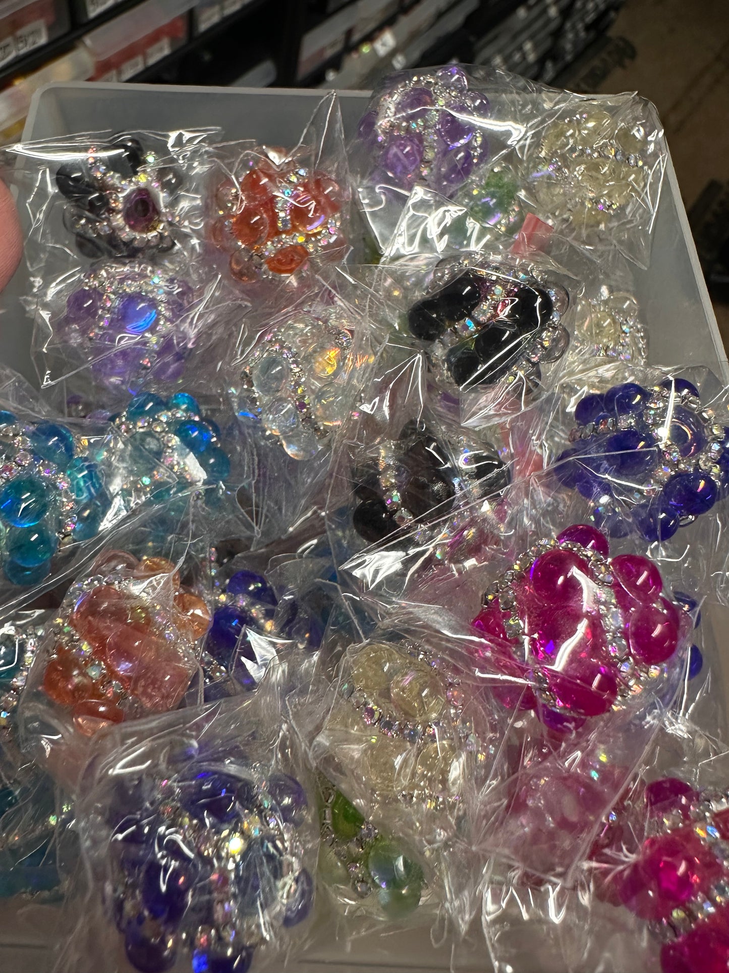 Handmade Rhinestone Accent Bead – Various Colors / elegant handcrafted beads/ pen bead/ bag charm bead