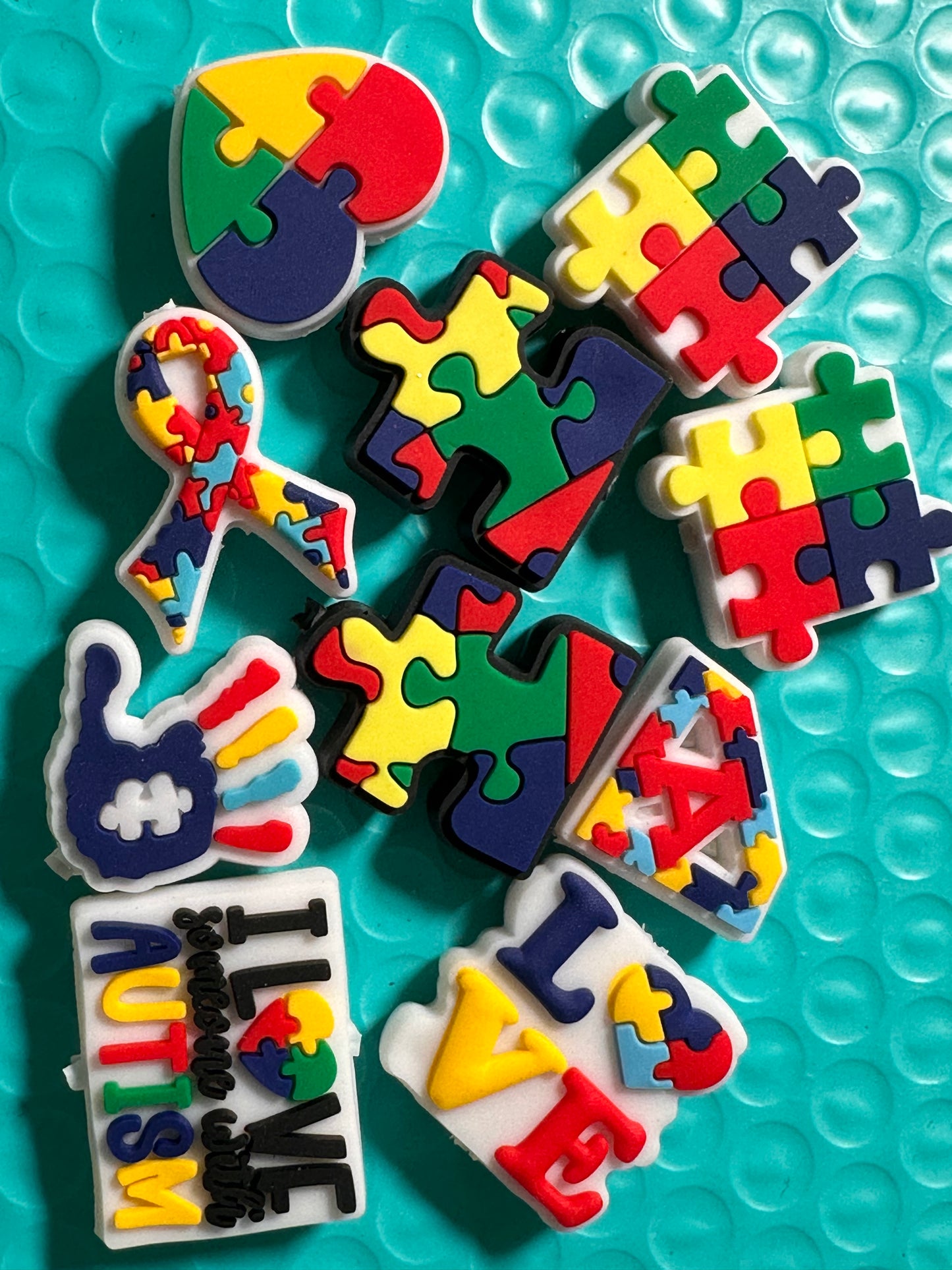 Autism Awareness Puzzle Focal Beads/ beadable pen/ Silicone bead/ keychain bead/ many designs
