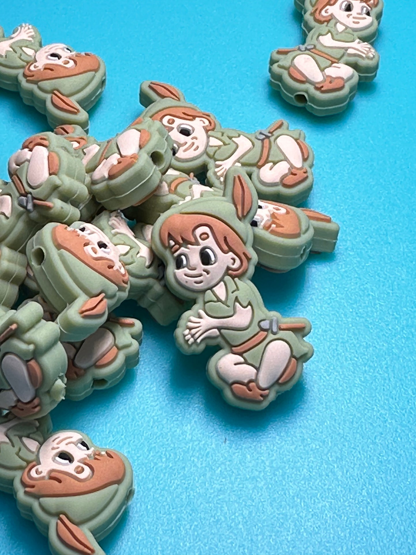 Boy focal bead/ silicone bead for pen beading/ pp / green leotards