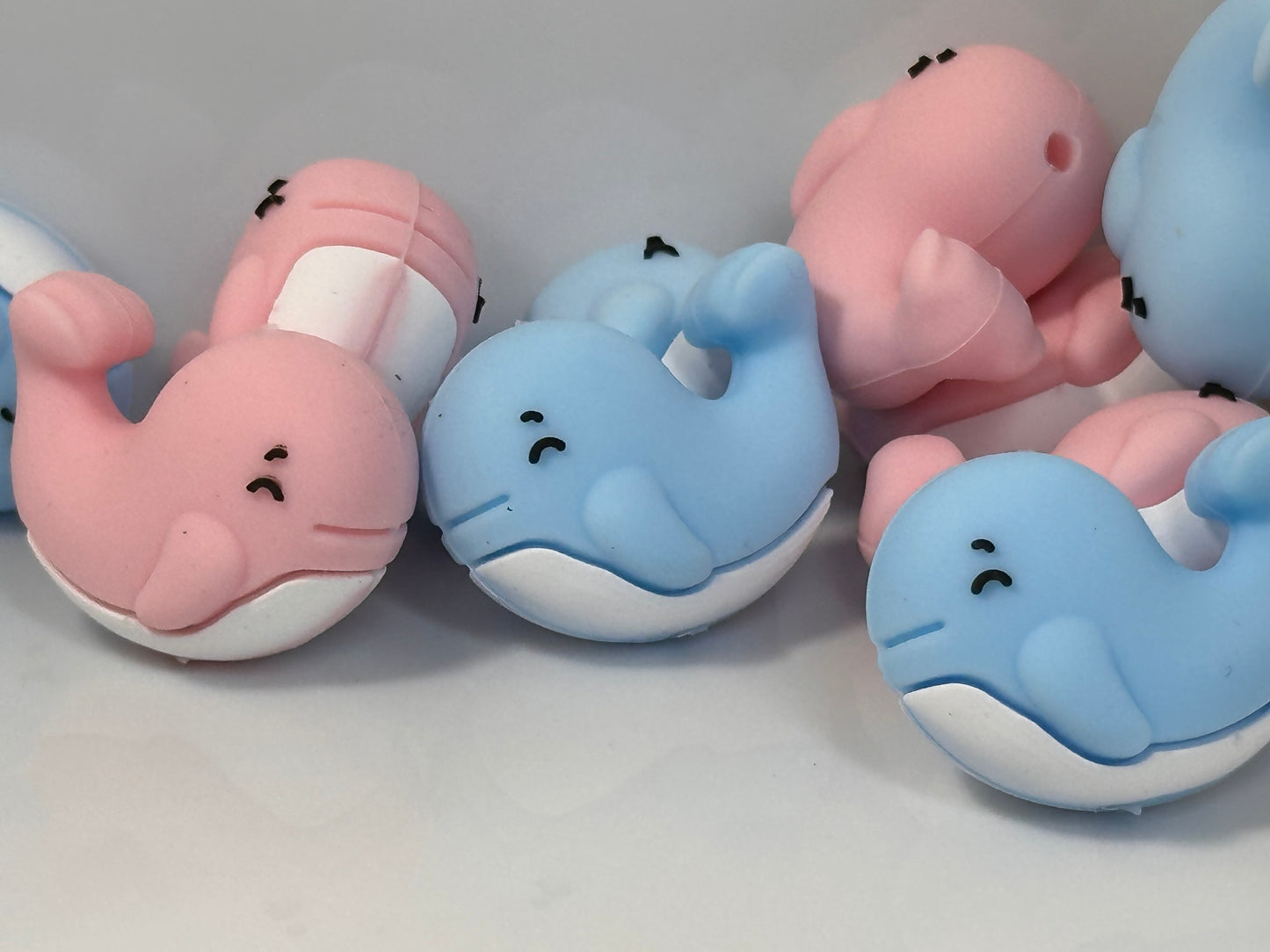 3D Pink or Blue whale focal bead