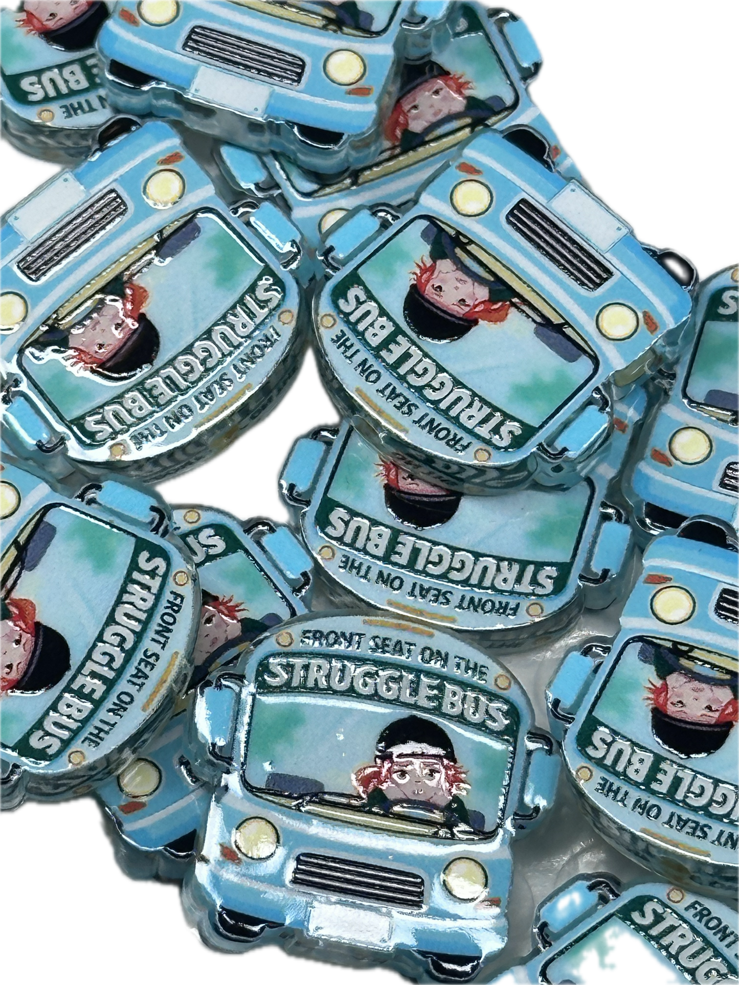 Struggle Bus acrylic focal bead- set of 2/ focal bead/ pen beading / keychain bead/ OUR DESIGN