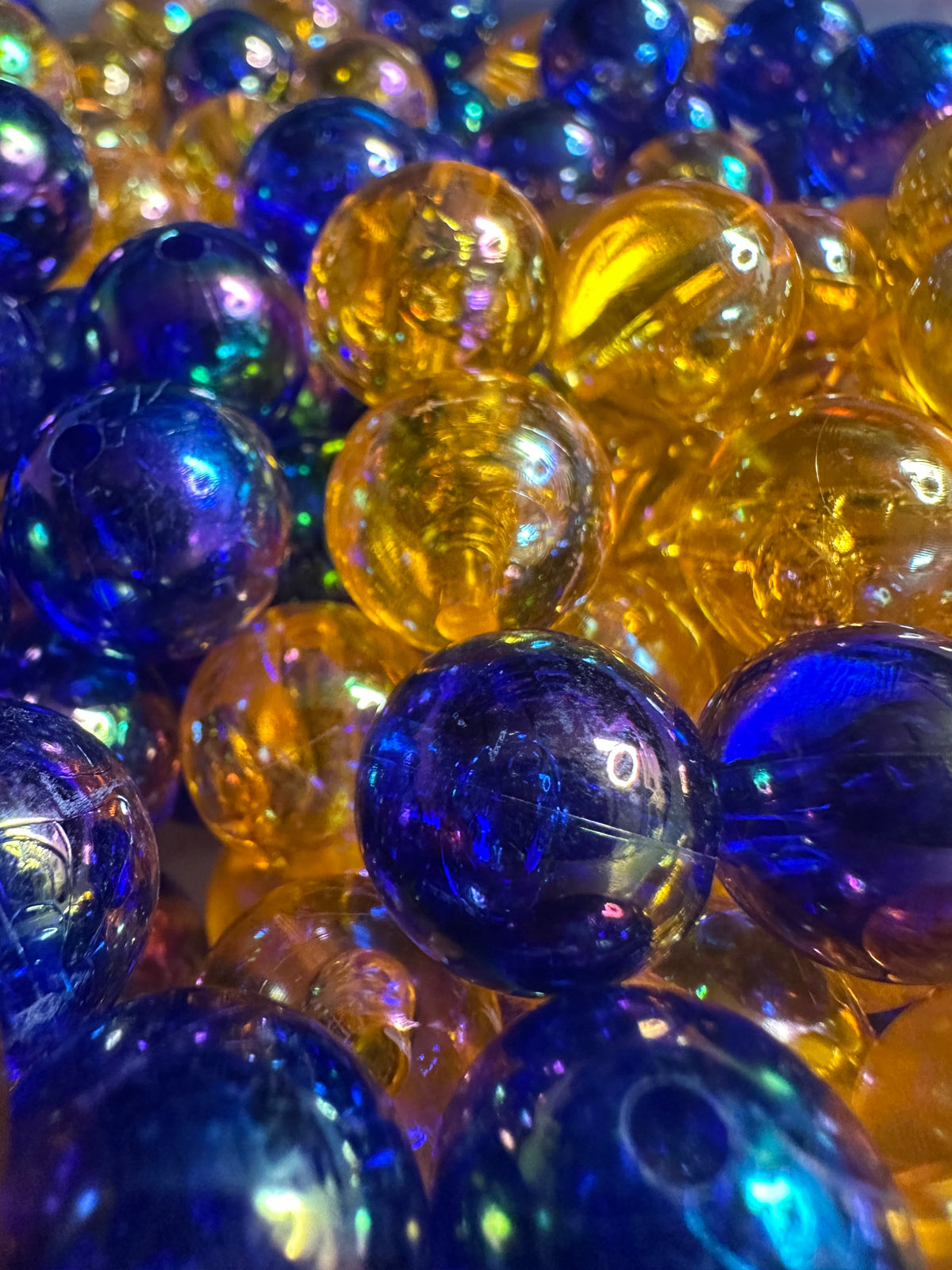 Clear Beads/Set of ten beads-Five beads each color included/ perfect to go with Florida Gators and University of Auburn /fits beadable pen/ keychain bead/ dark blue and orange/ 16mm
