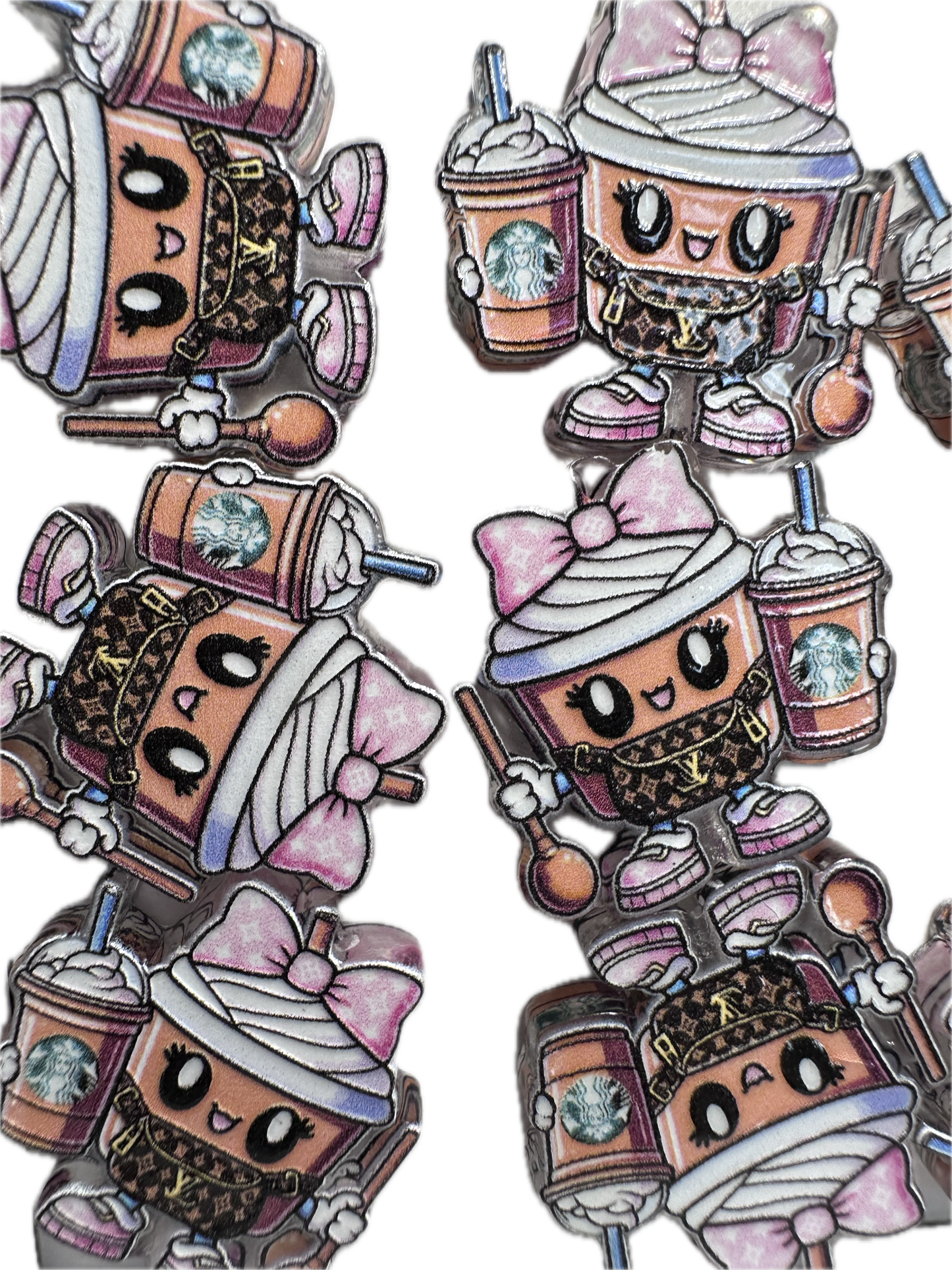 Coffee acrylic focal bead- set of 2/ focal bead/ pen beading / keychain bead/