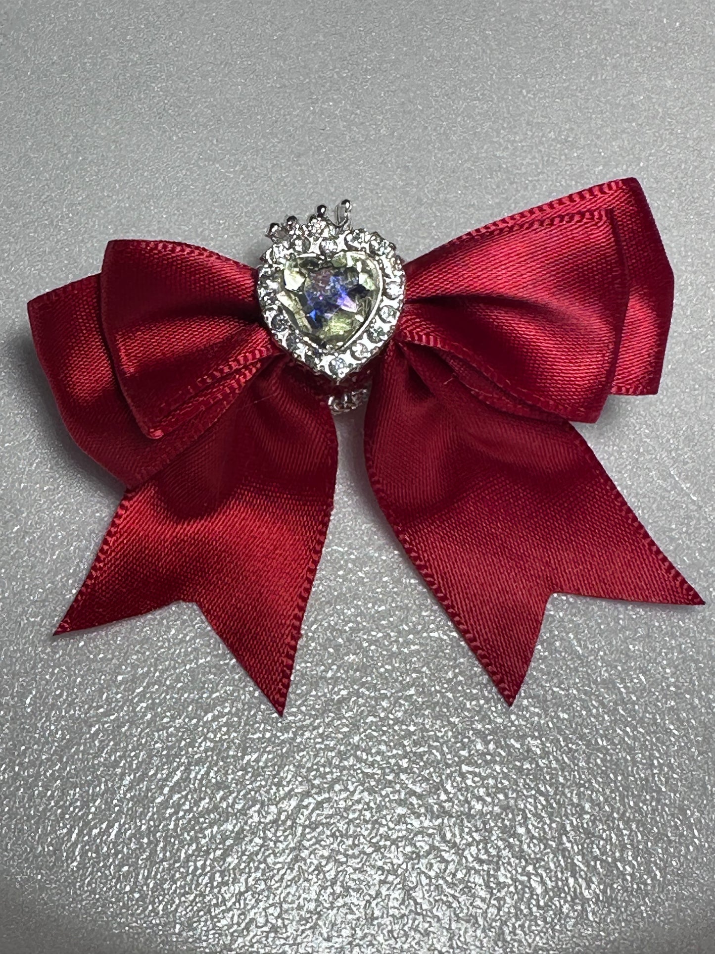 Large fancy rhinestones crown beads with satin bow