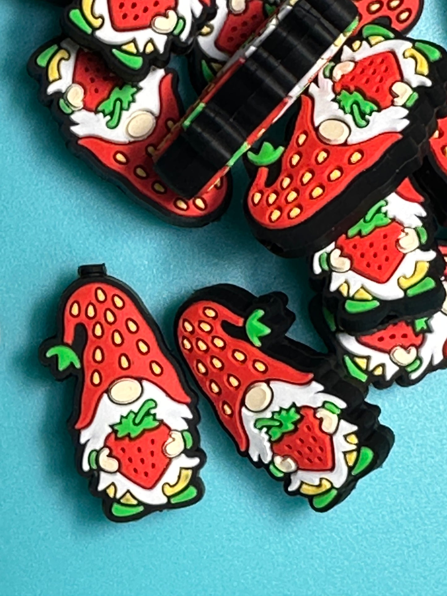 Strawberry gnome Silicone focal bead for pen beading and keychain DIY/ snack food/ Happy gnome