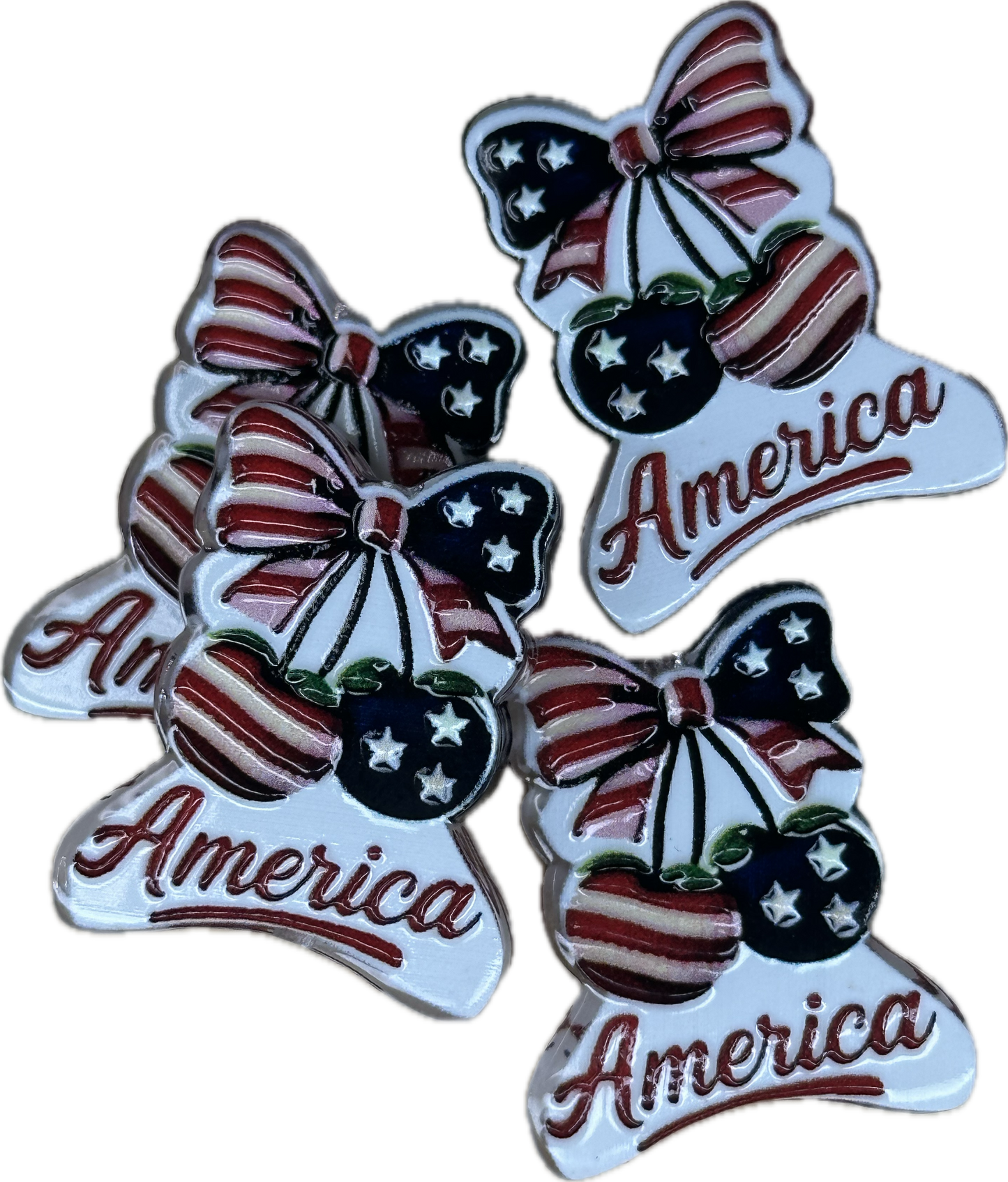 American Flag cherries acrylic focal bead- set of 2/ focal bead/ pen beading / keychain bead/ military/ patriotic