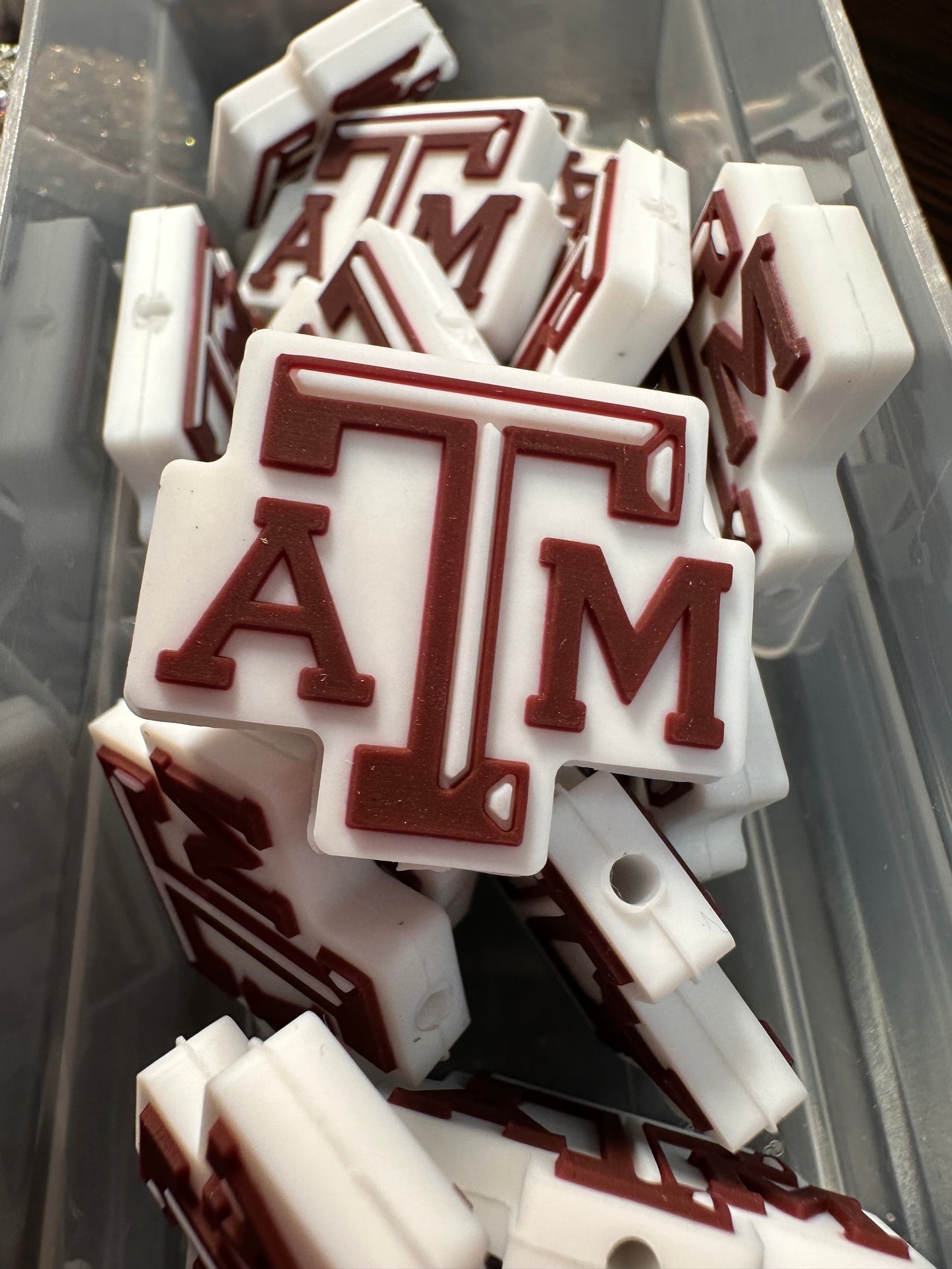 Texas A&M focal beads/ NFL / Focal Bead/ beadable pen/ Silicone bead/ keychain bead / Football/
